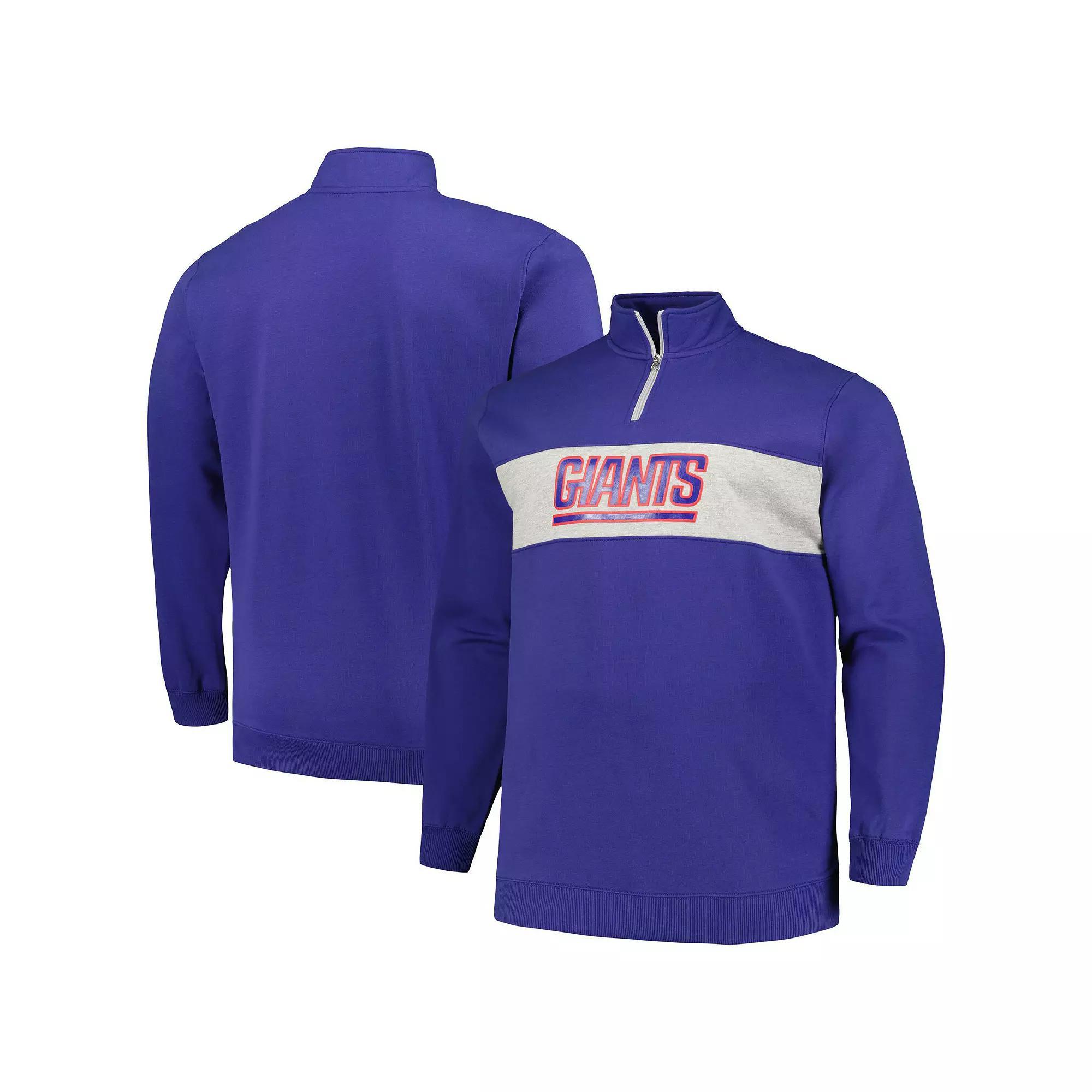 Men's Profile Royal New York Giants Big & Tall Fleece Quarter-Zip Jacket, Size: 3XB, Blue Product Image