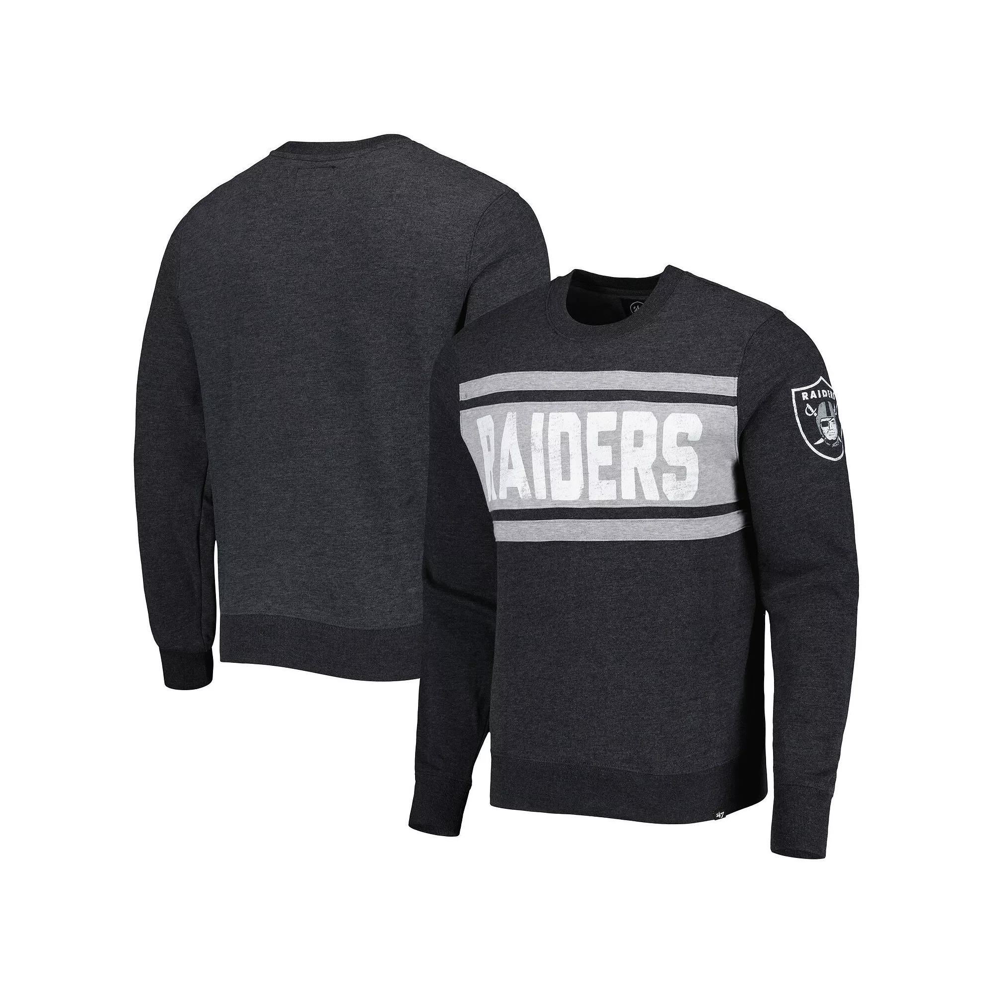 Men's '47 Heathered Black Las Vegas Raiders Bypass Tribeca Pullover Sweatshirt, Size: Small, Lvr Black Product Image