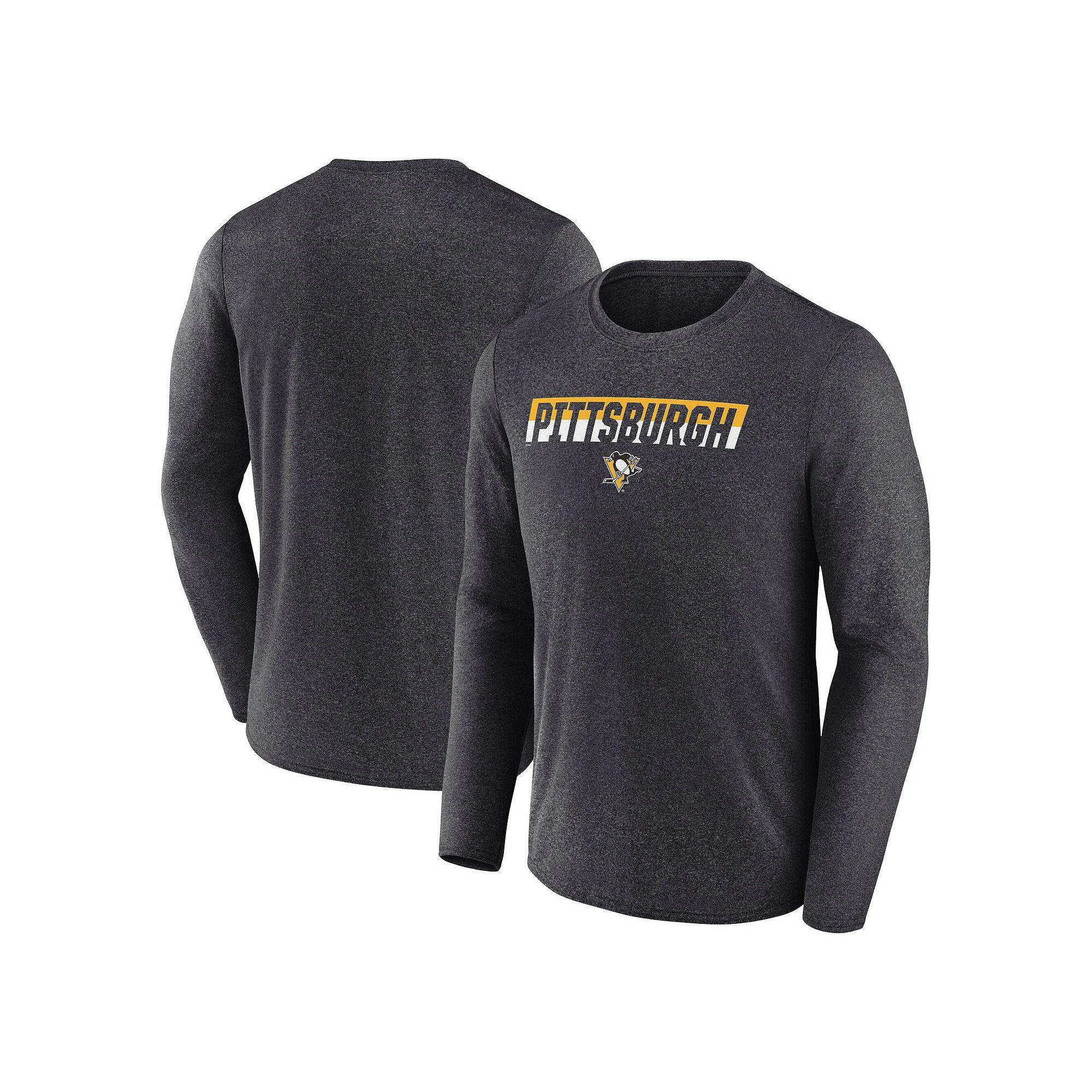 Men's Fanatics Heather Charcoal Pittsburgh Penguins Transition Long Sleeve T-Shirt, Size: Small Product Image