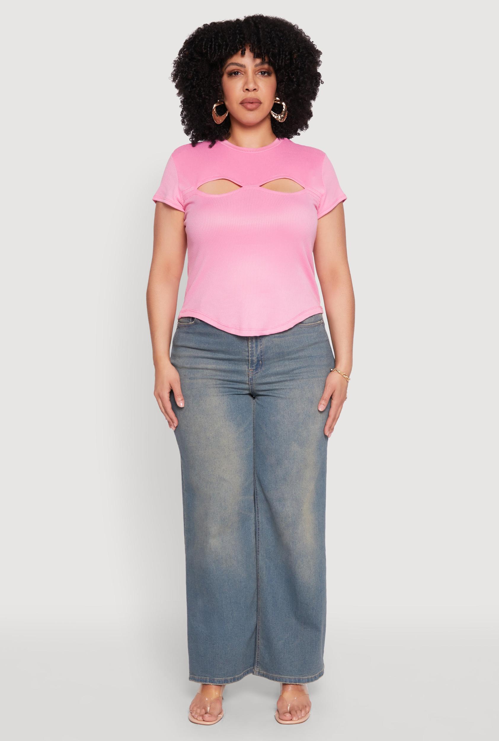 Womens Plus Size Cut Out Rib Knit Top Product Image