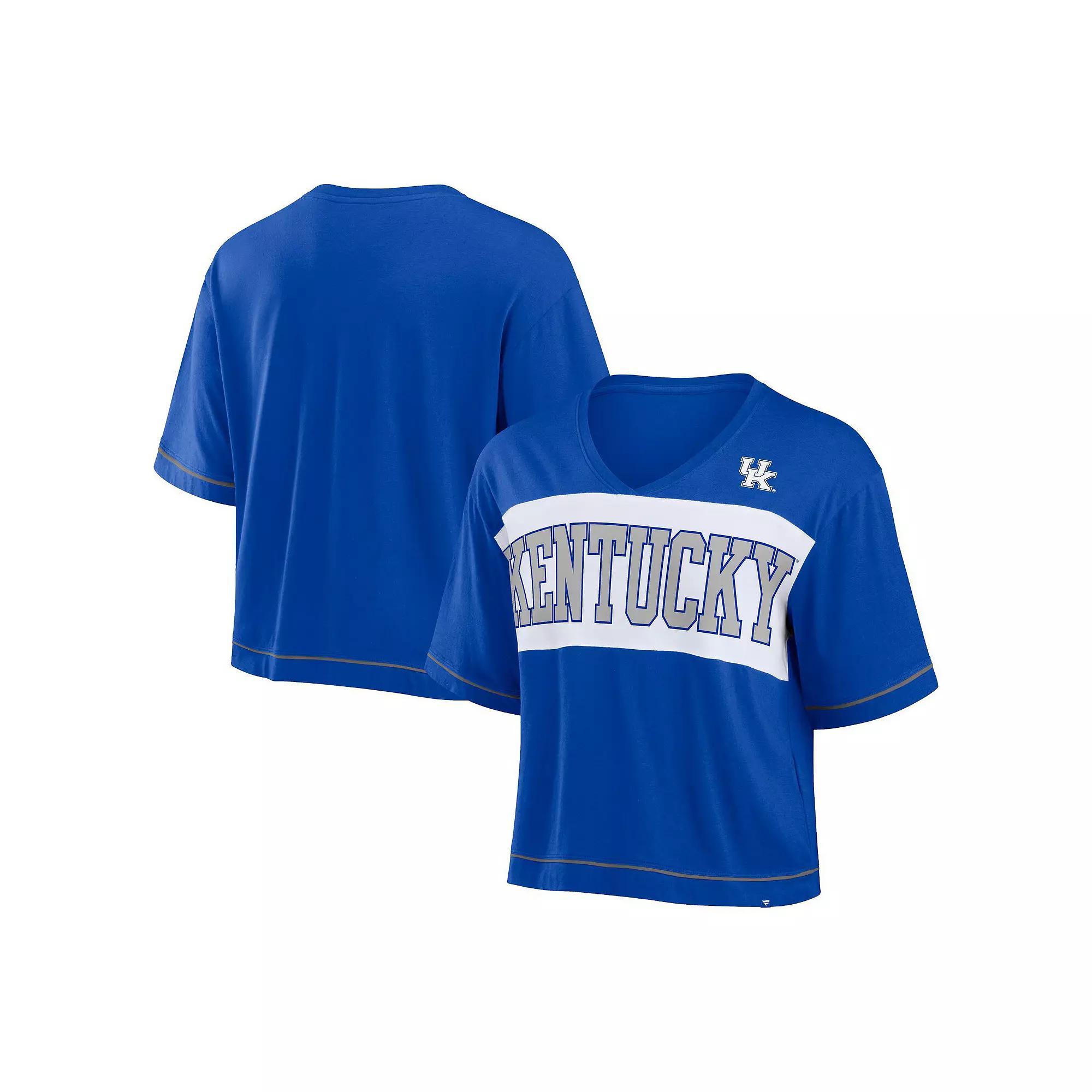 Women's Fanatics Royal Kentucky Wildcats Home Team Bold Fashion Modest V-Neck Cropped T-Shirt, Size: 3XL, Blue Product Image