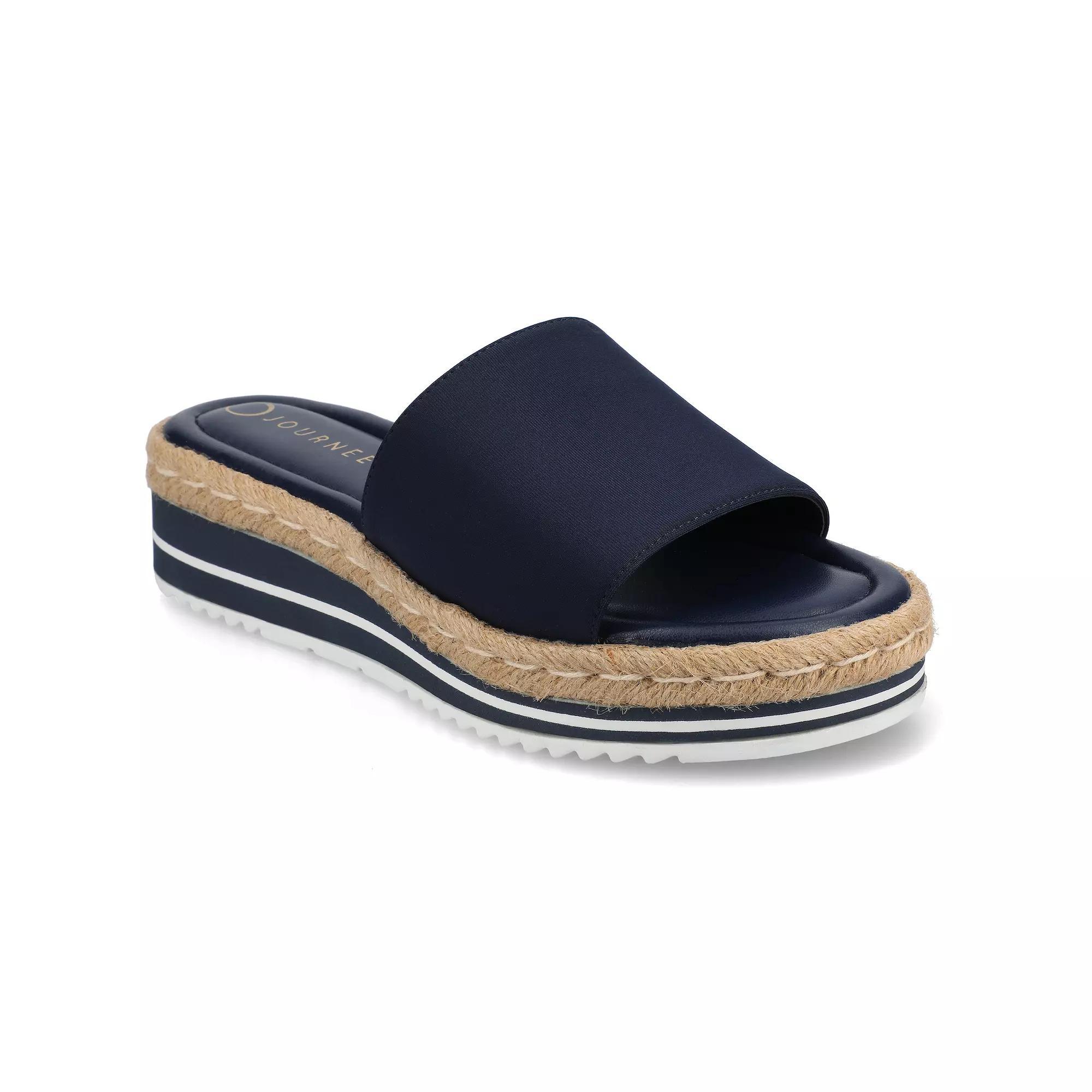 Journee Rosey Women's Espadrille Slide Sandals, Size: 6.5, Blue Product Image