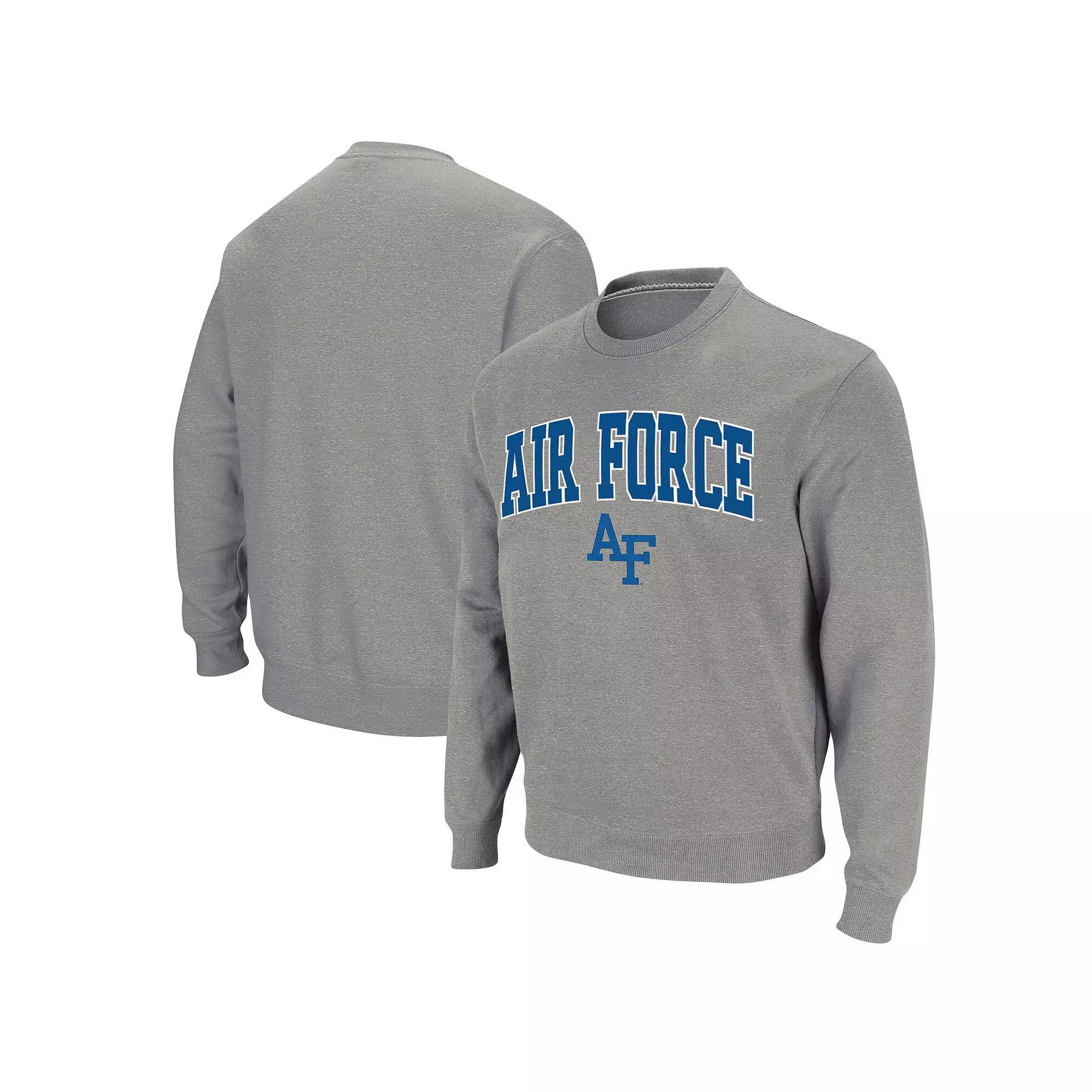 Men's Colosseum Heathered Gray Air Force Falcons Arch & Logo Sweatshirt, Size: Small, Afa Grey Product Image