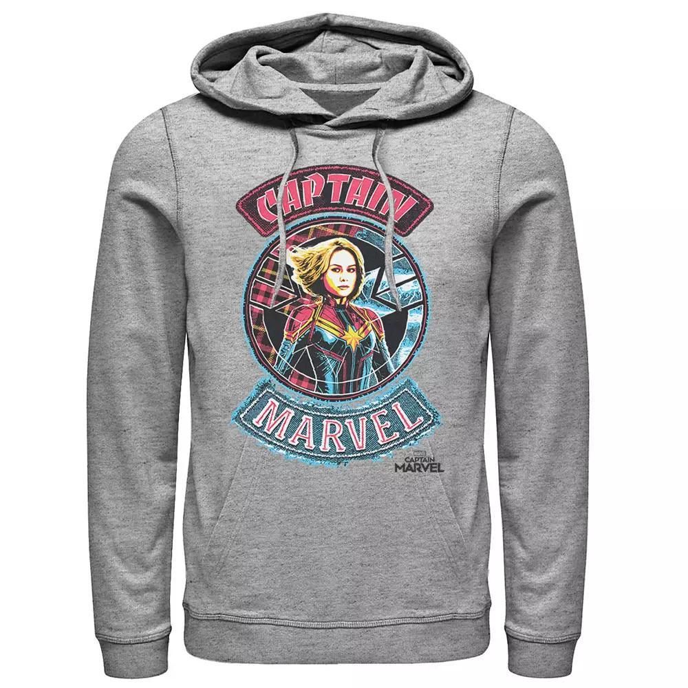 Men's Marvel Captain Marvel Stitched Patched Portrait Hoodie, Size: XXL, Athletic Grey Product Image