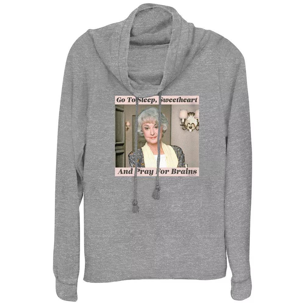 Women's The Golden Girls Dorothy Sweetheart Pray For Brains Cowlneck Graphic Lightweight Long Sleeve, Size: Small, Gray Grey Product Image