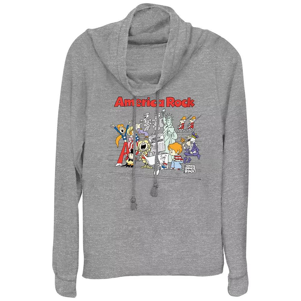 Disney's Schoolhouse Rock! America Rock Plus Size Cowlneck Graphic Lightweight Long Sleeve, Women's, Size: 1XL, Gray Grey Product Image