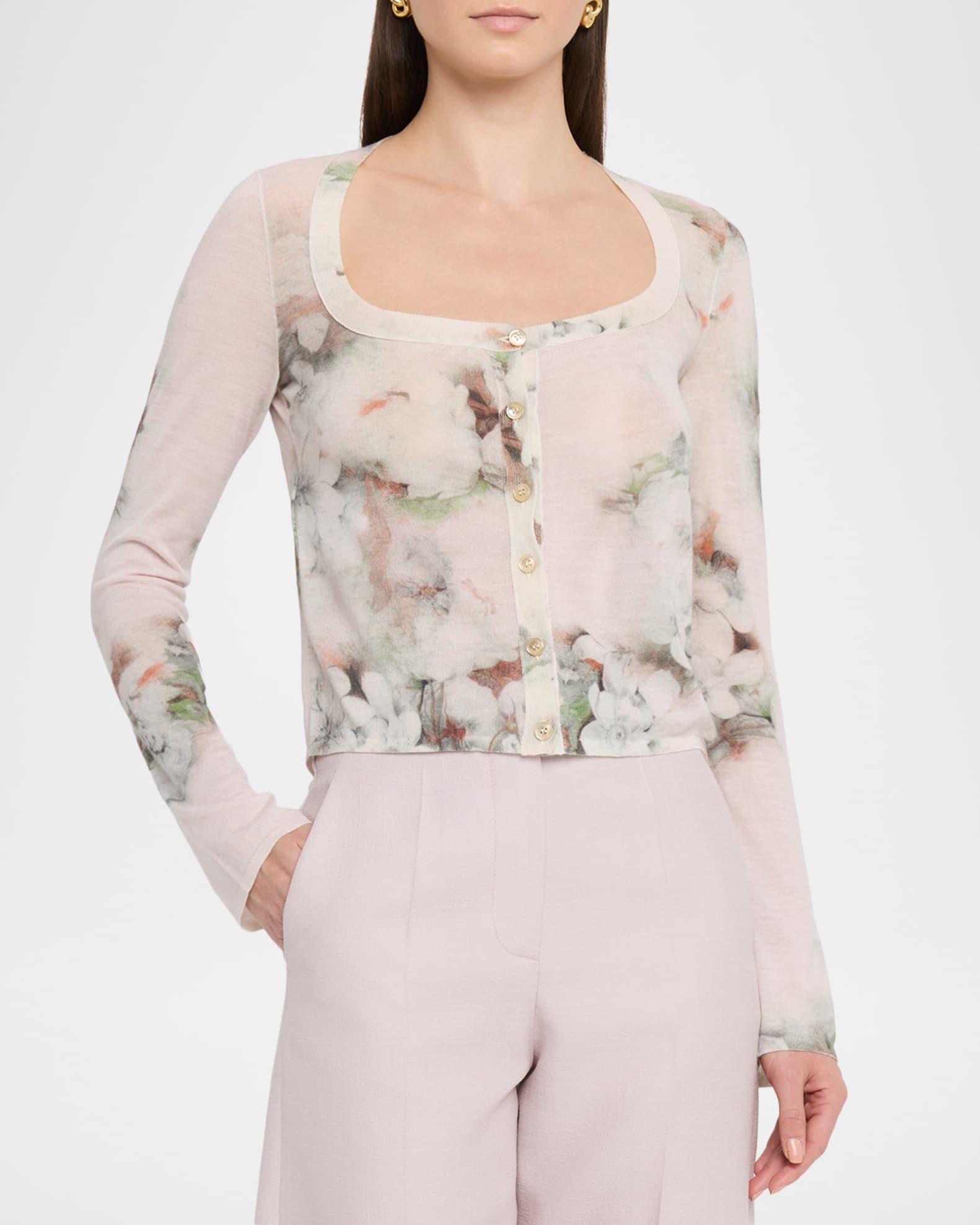 Printed Lightweight Merino Wool Cardigan Product Image