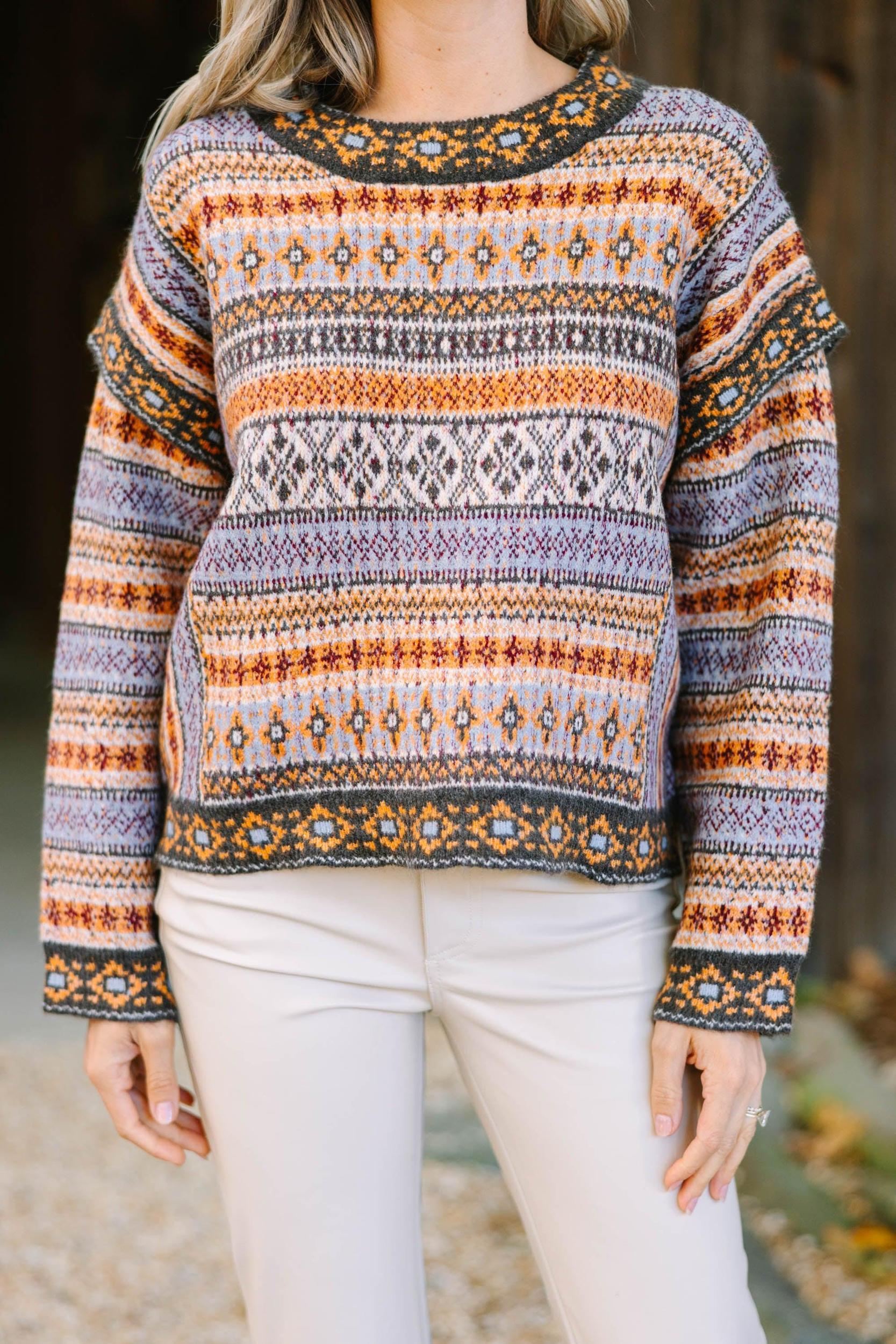 It's Your Love Brown Printed Sweater Female Product Image