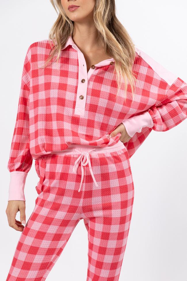 Outshine The Rest Pink Plaid Lounge Joggers FINAL SALE Product Image