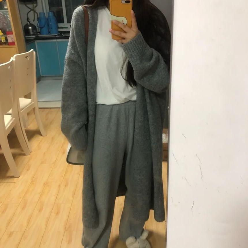 Plain Midi Open Front Cardigan Product Image