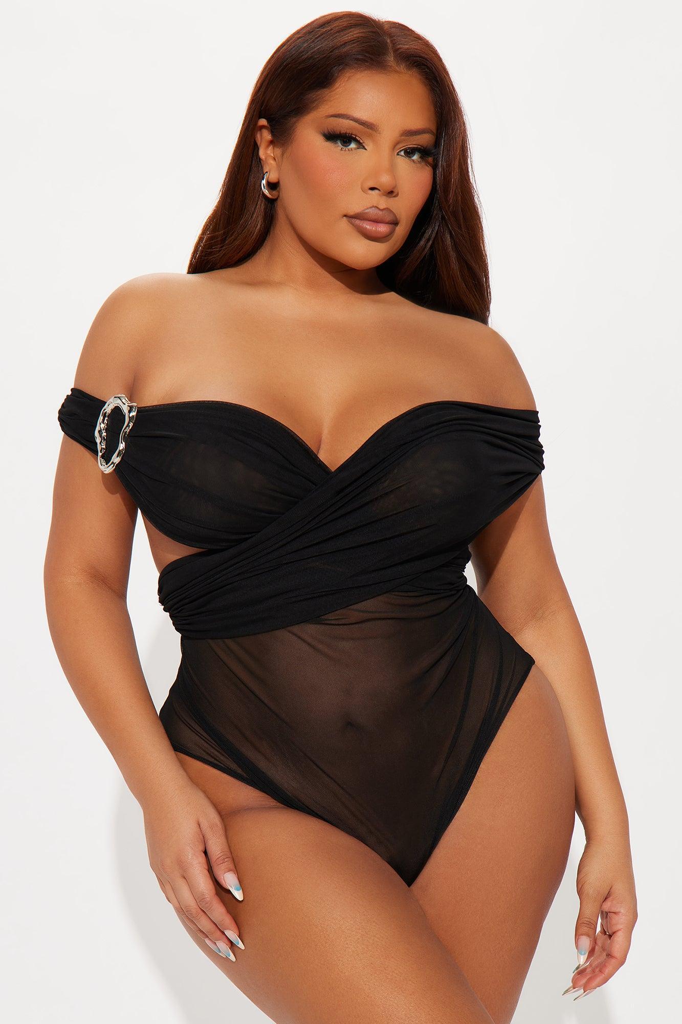 Captivating Ruched Off Shoulder Bodysuit - Black Product Image