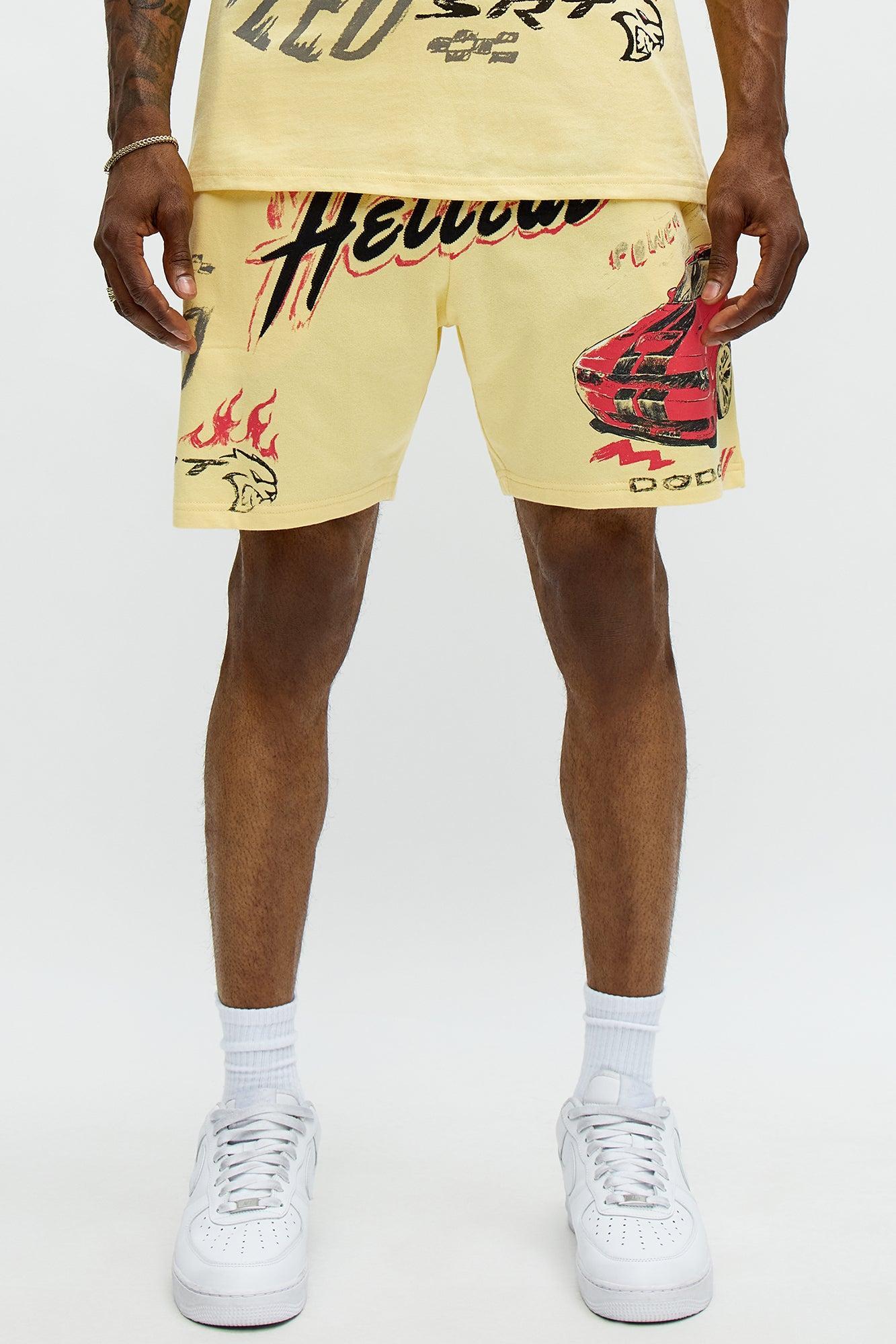 Dodge Hellcat Speed Sweatshorts - Tan Male Product Image