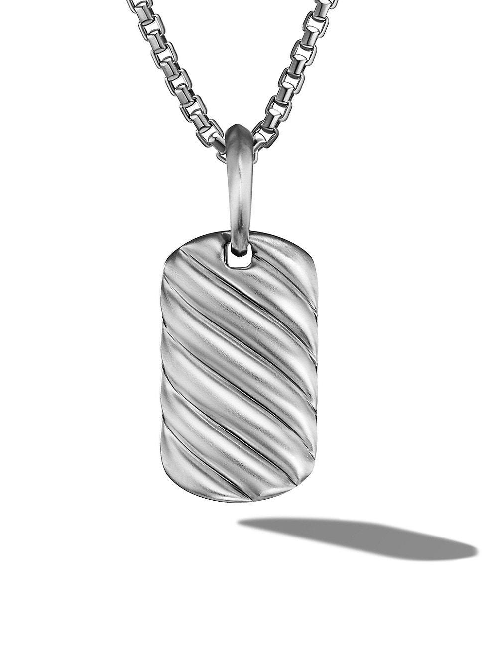 David Yurman Mens Sculpted Cable Tag in Sterling Silver, 35mm Product Image