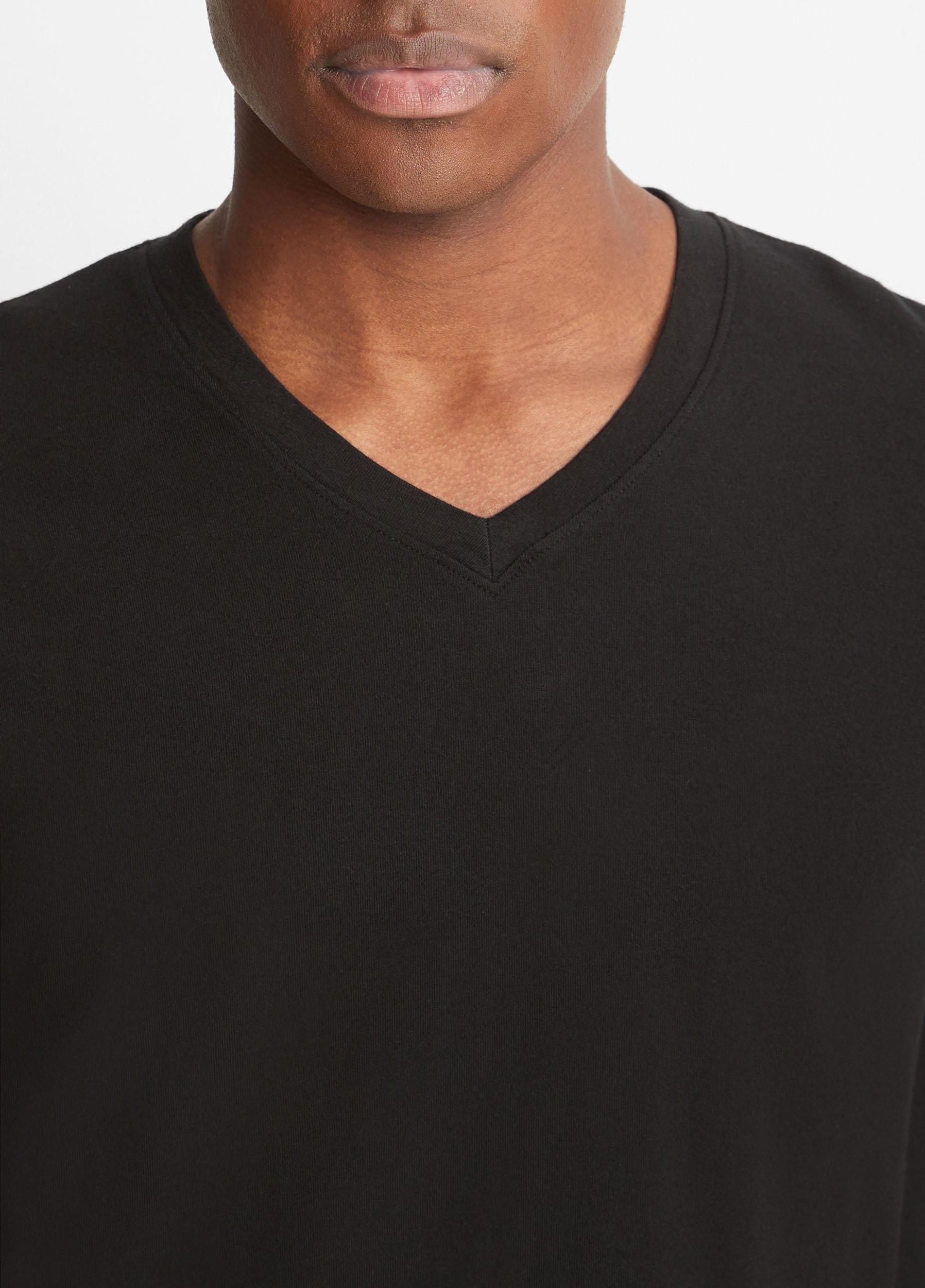 Mens Garment Dye Short Sleeve V-Neck T-Shirt, True Black, Size L Vince Product Image