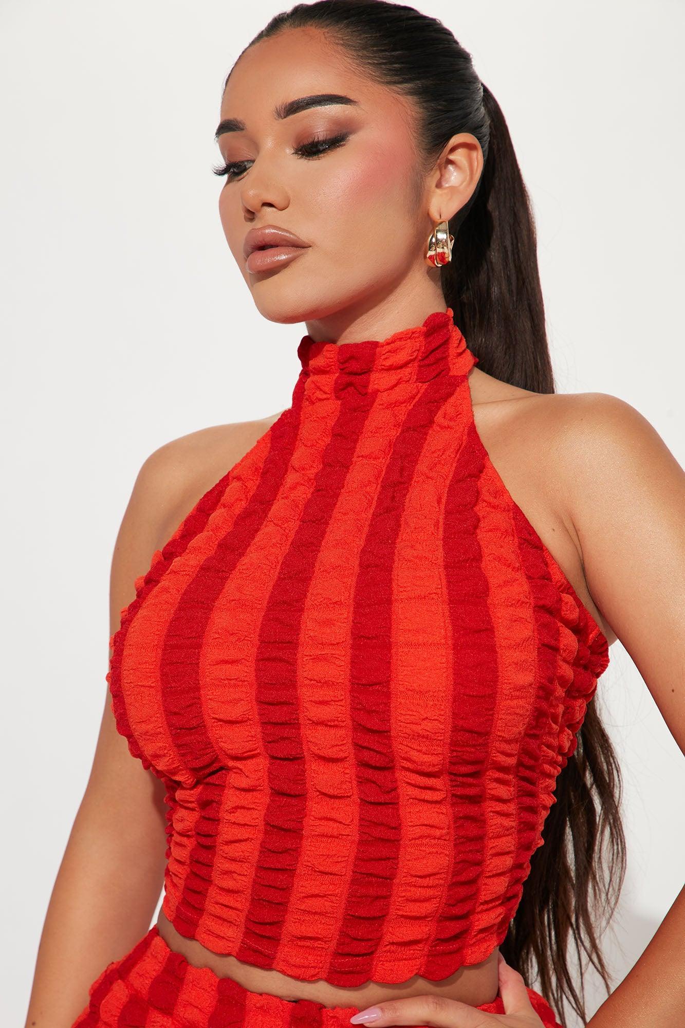 Next Level Bubble Skirt Set - Red/combo Product Image