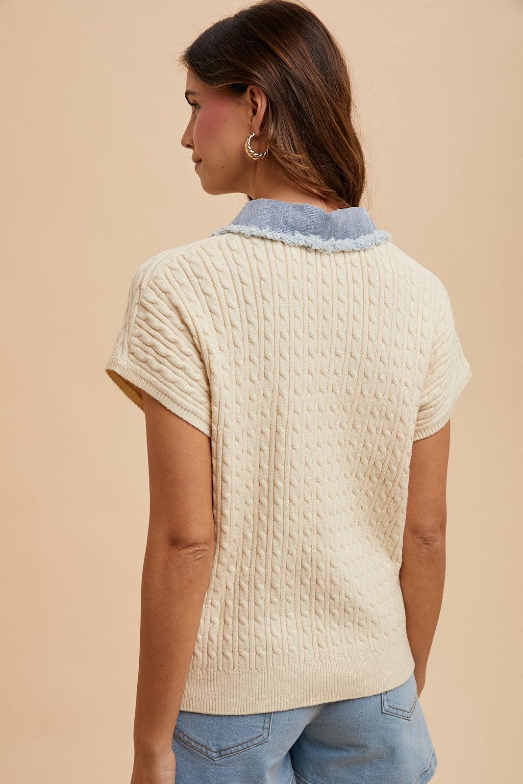 Denim Cable Sweater Jacket Product Image