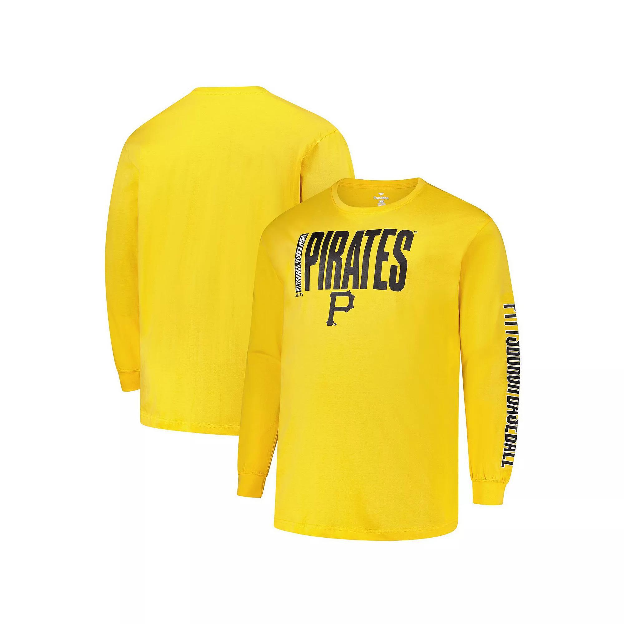 Men's Profile Gold Pittsburgh Pirates Big & Tall Two-Hit Graphic Long Sleeve T-Shirt, Size: 3XB Product Image