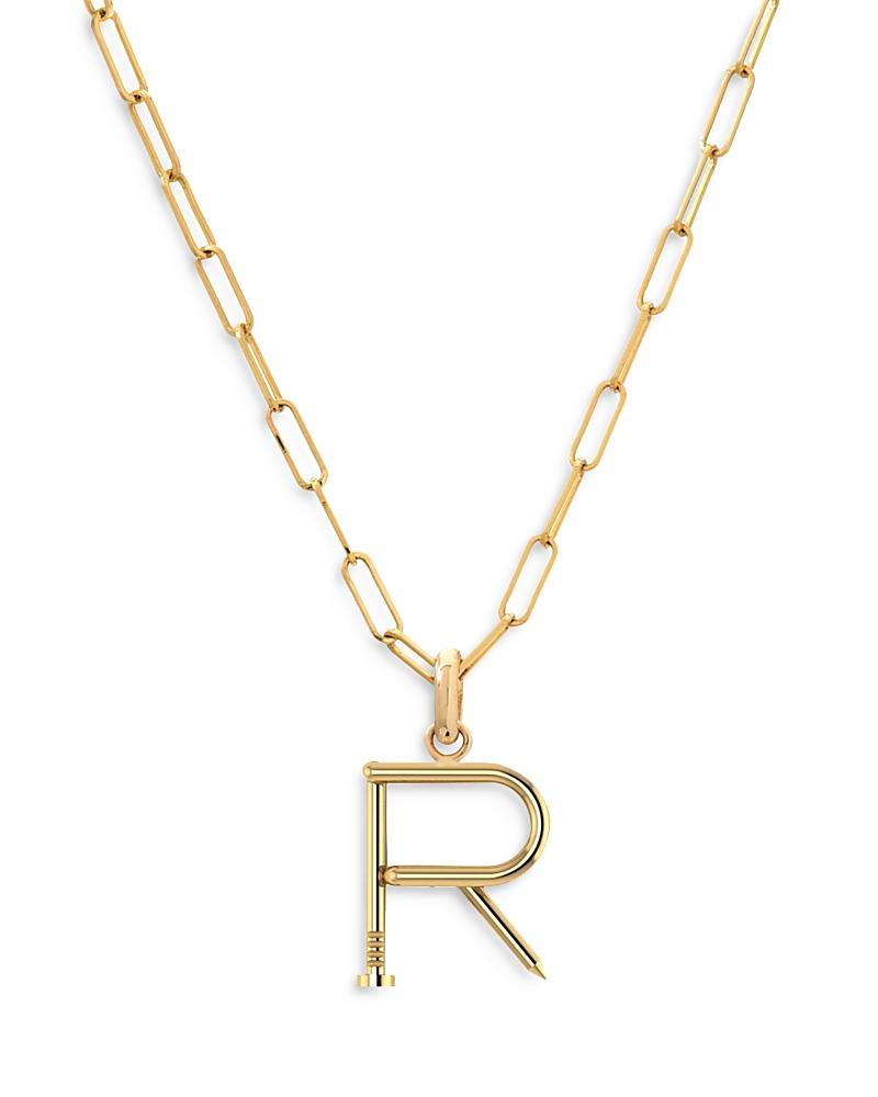 Zoe Lev 14K Yellow Gold Large Nail Initial Necklace, 18 Product Image