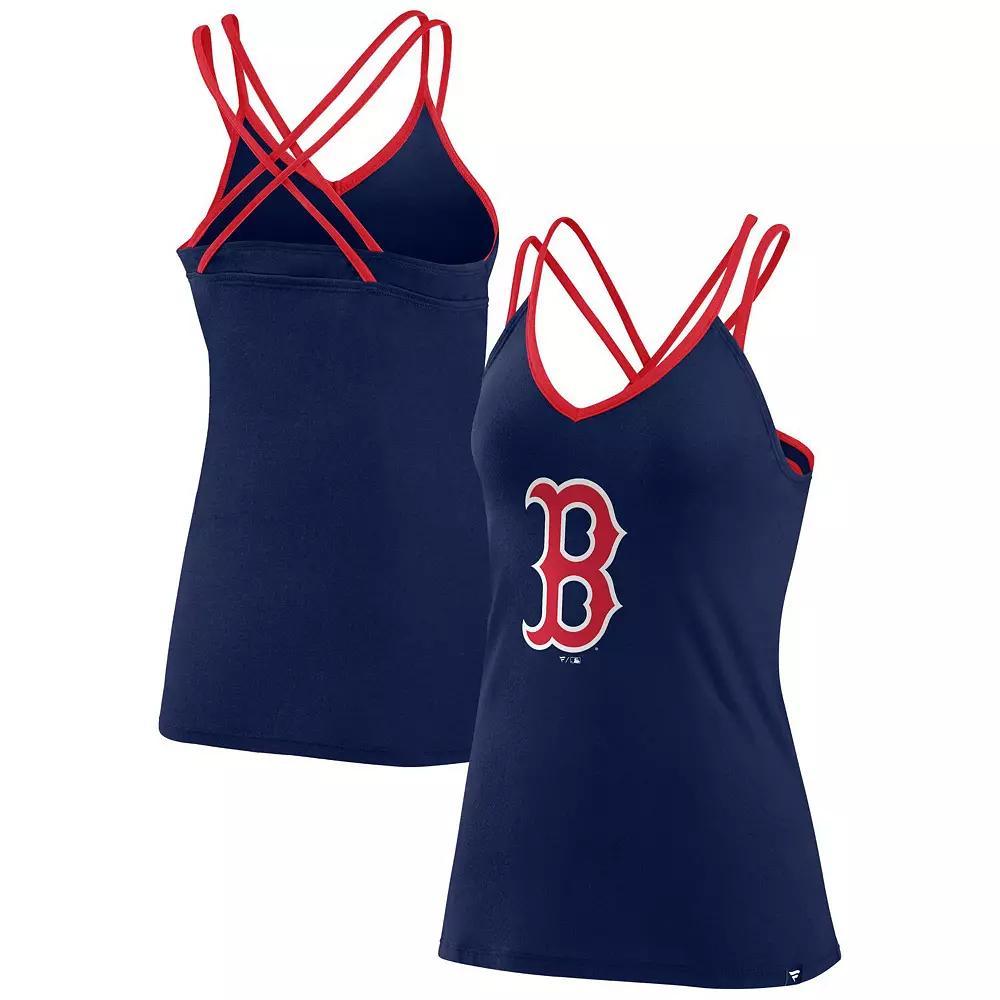 Women's Fanatics Branded Navy Boston Red Sox Barrel It Up Cross Back V-Neck Tank Top, Size: Large, Blue Product Image