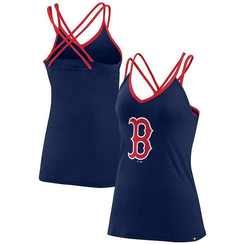 Women's Fanatics Branded Navy Boston Red Sox Barrel It Up Cross Back V-Neck Tank Top, Size: Large, Blue Product Image