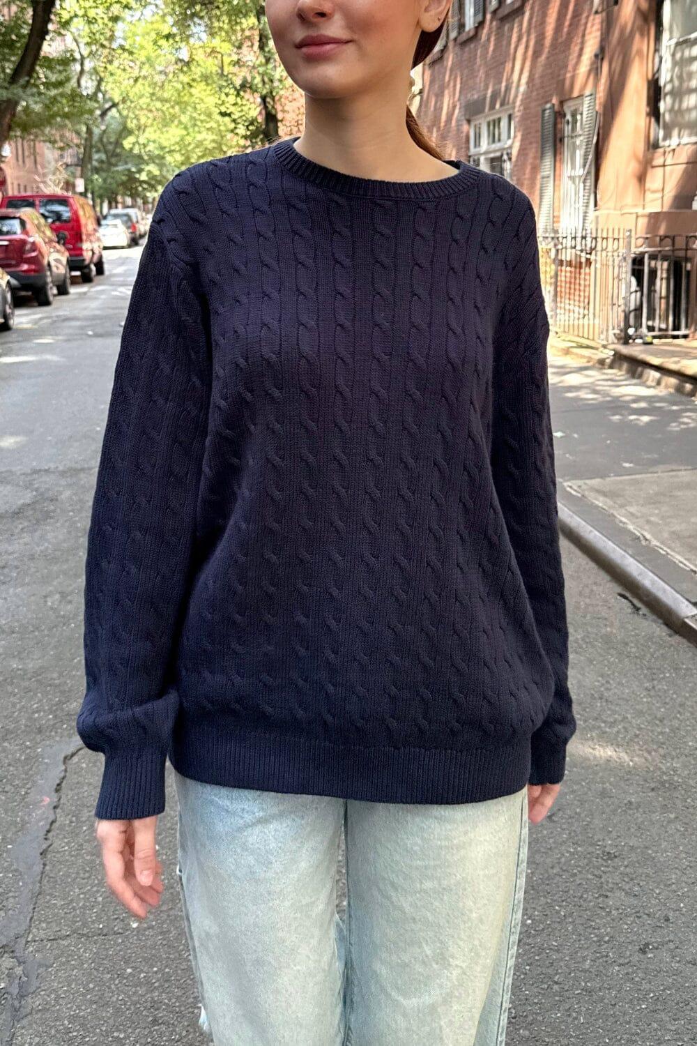Brianna Cotton Cable Knit Sweater Product Image