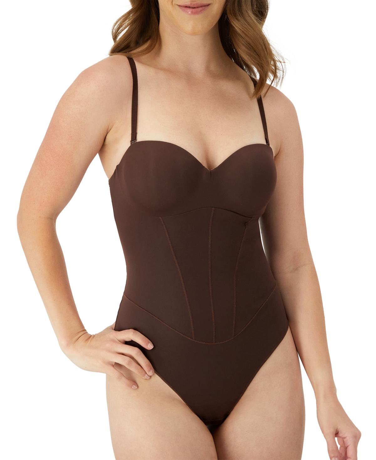 Maidenform Firm Control Shapewear Tummy Shaping Multiway Thong Bodysuit DMS131, Women's, Size: Large, Just Brown Product Image