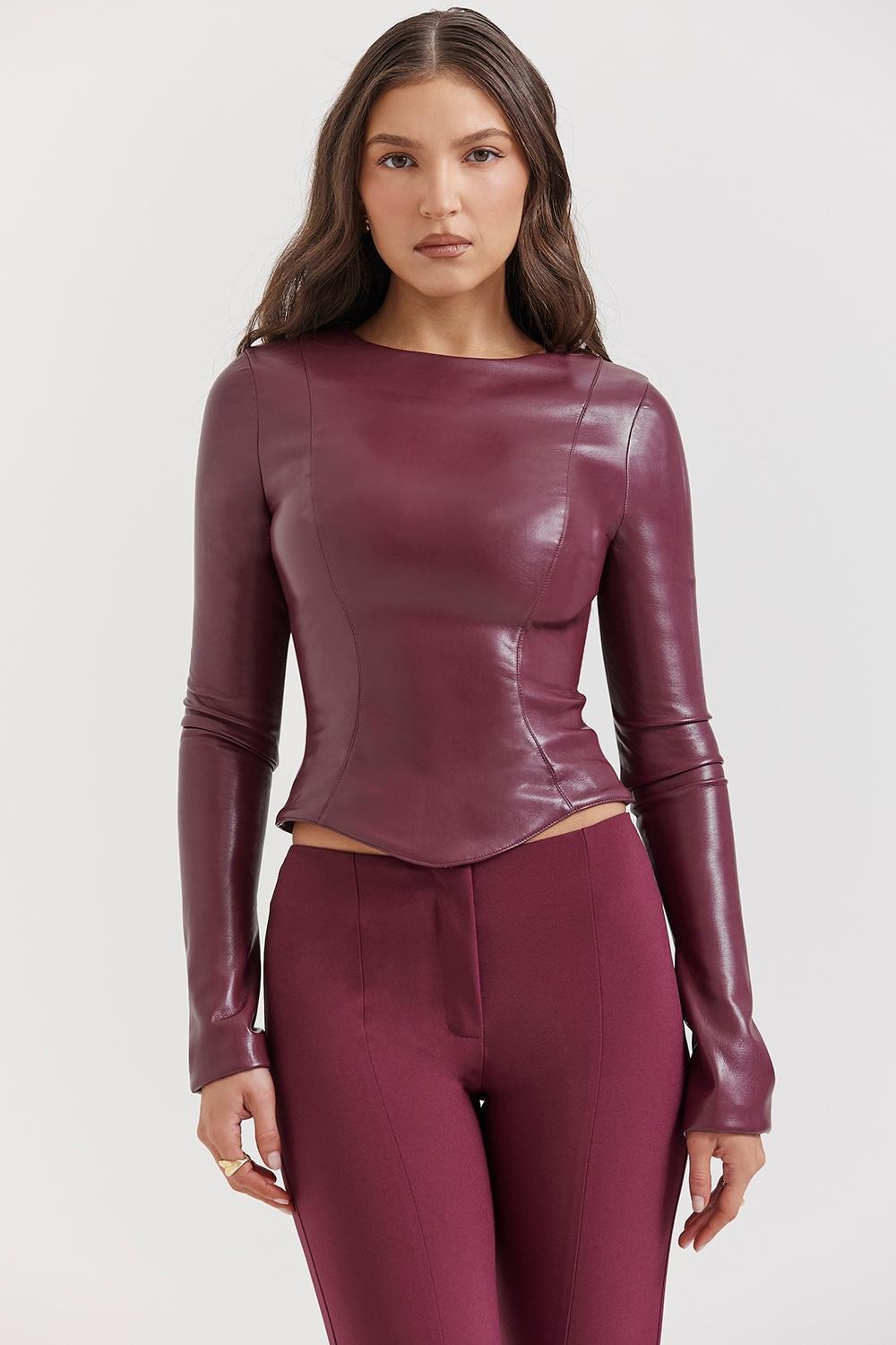 Mylah Wine Vegan Leather Top Product Image
