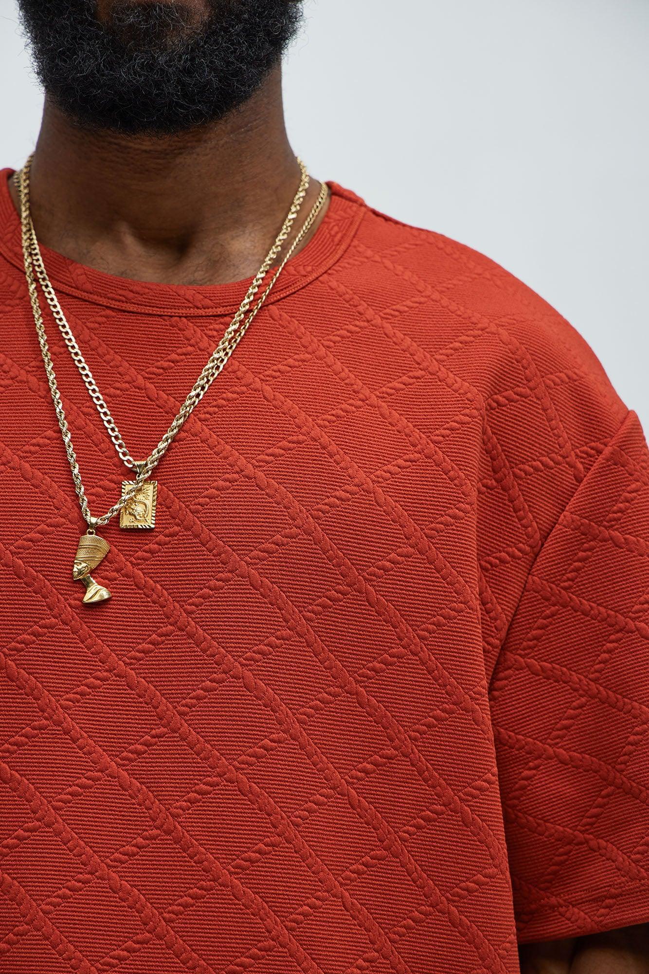 Lingo Textured Relaxed Tee - Rust Product Image