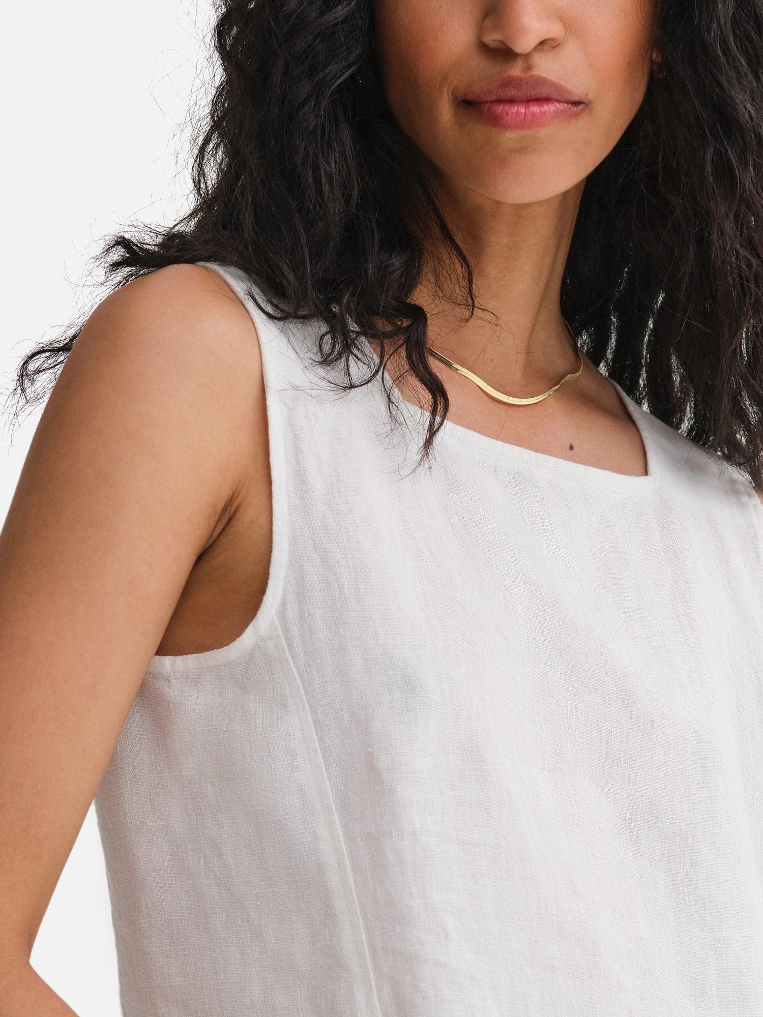 Organic Linen Square Neck Mini Dress Female Product Image
