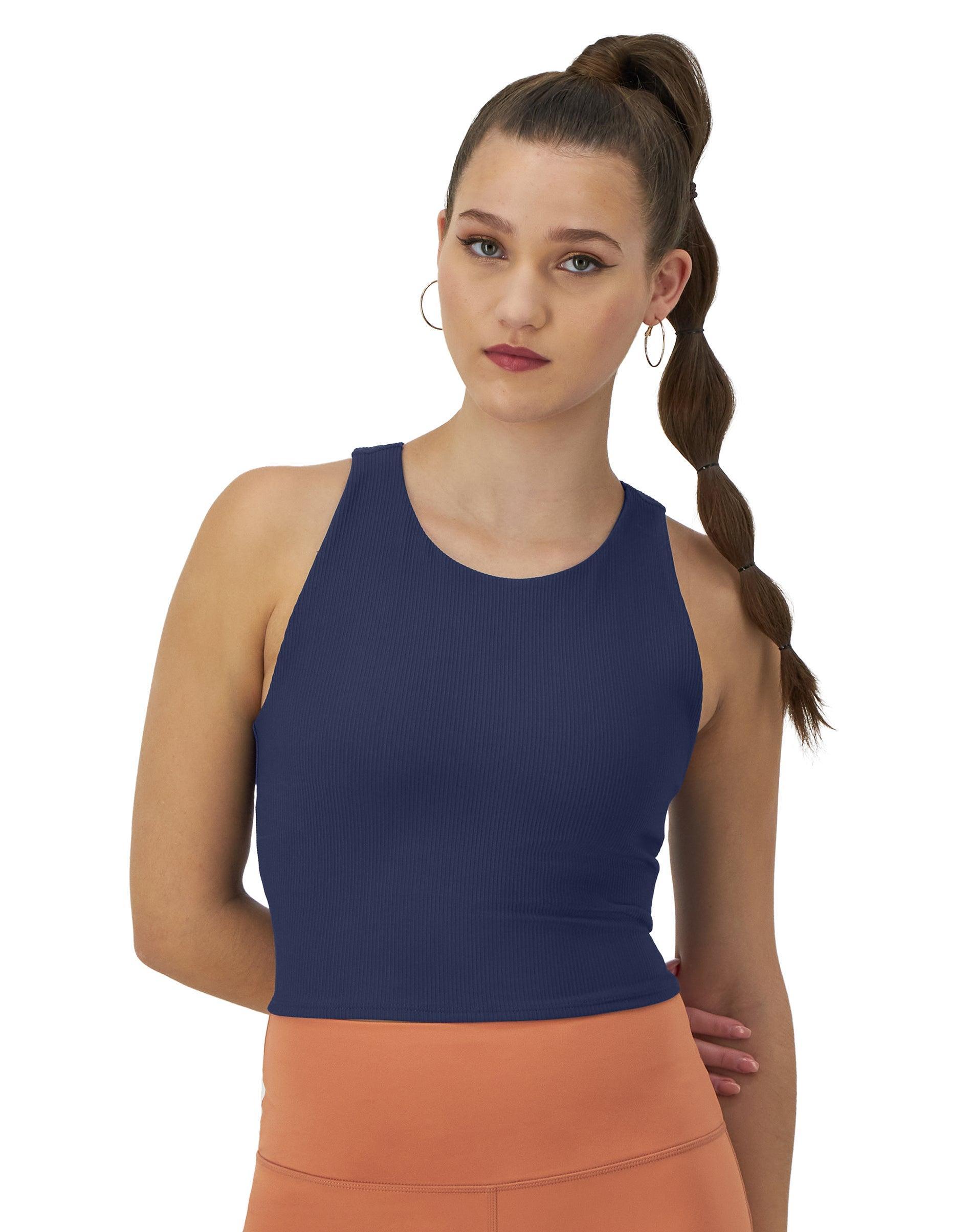 Womens Champion Soft Touch Ribbed Cropped Tank Top, C Logo Canyon Red 2XL Product Image