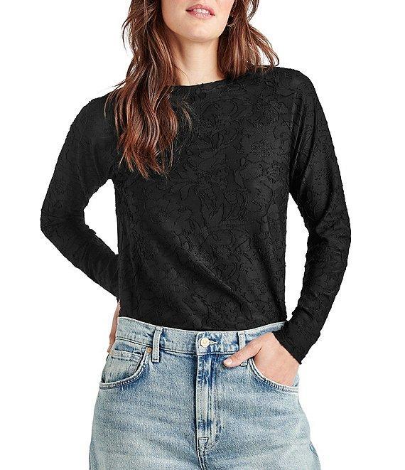 Splendid Cecelia Floral Burnout Crew Neck Long Sleeve Tee Product Image