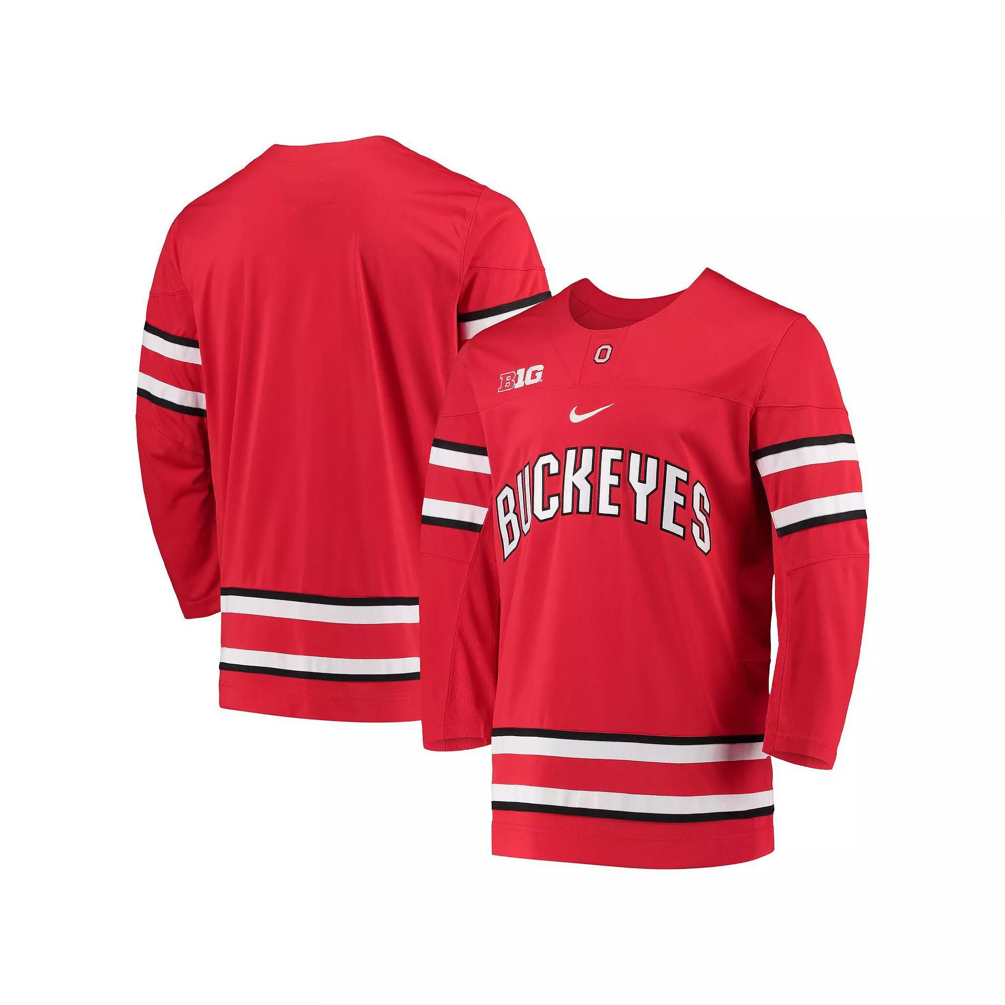 Men's Nike Scarlet Ohio State Buckeyes Replica Team Hockey Jersey, Size: XL, Red Product Image