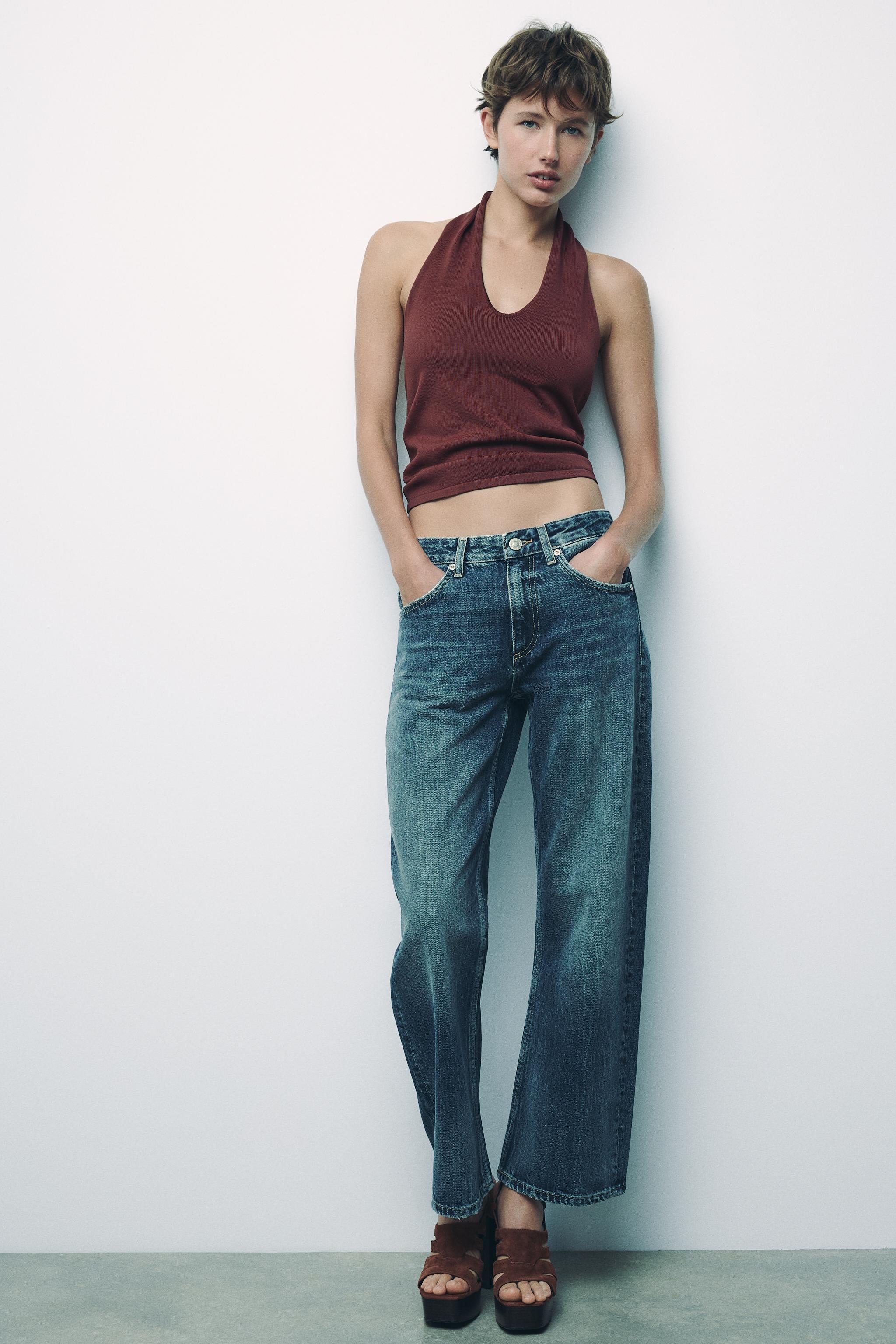 MID WAIST TRF CURVED LEG BALLOON JEANS Product Image