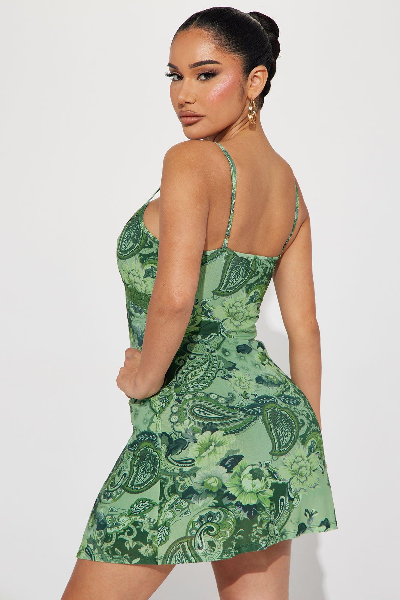 Justine Mini Dress - Green/combo Product Image