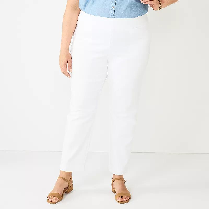 Plus Size Croft & Barrow® Effortless Stretch Pull-On Straight-Leg Pants, Women's, Size: 26 Tall, White Product Image