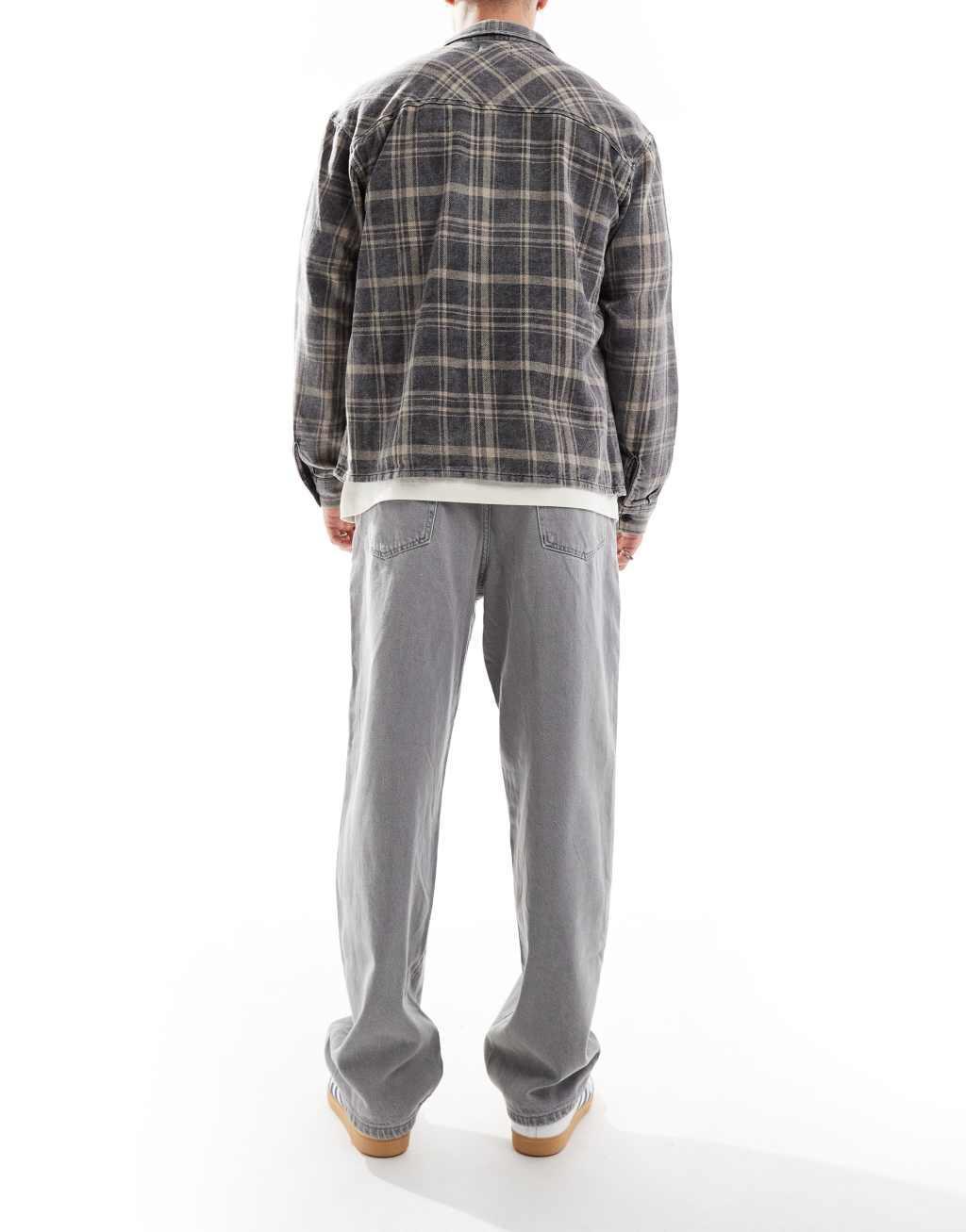 ONLY & SONS Fade rigid loose fit jeans in gray Product Image