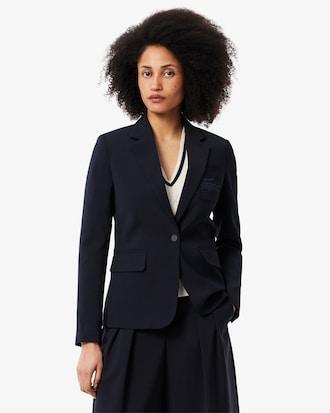 Embroidered Logo Slim Fit Wool Blazer Product Image