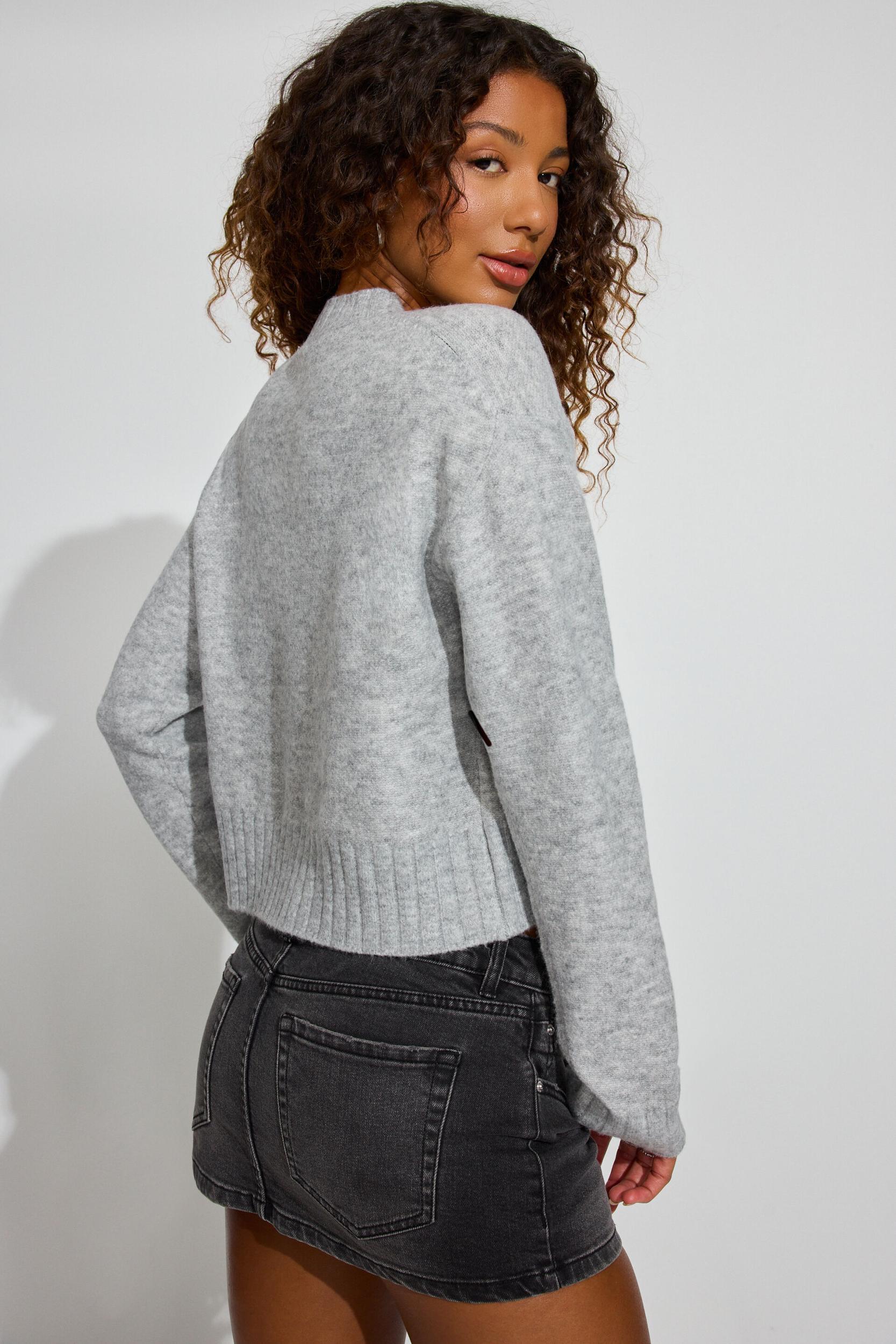 Long Sleeve Spongy Crewneck Sweater Product Image