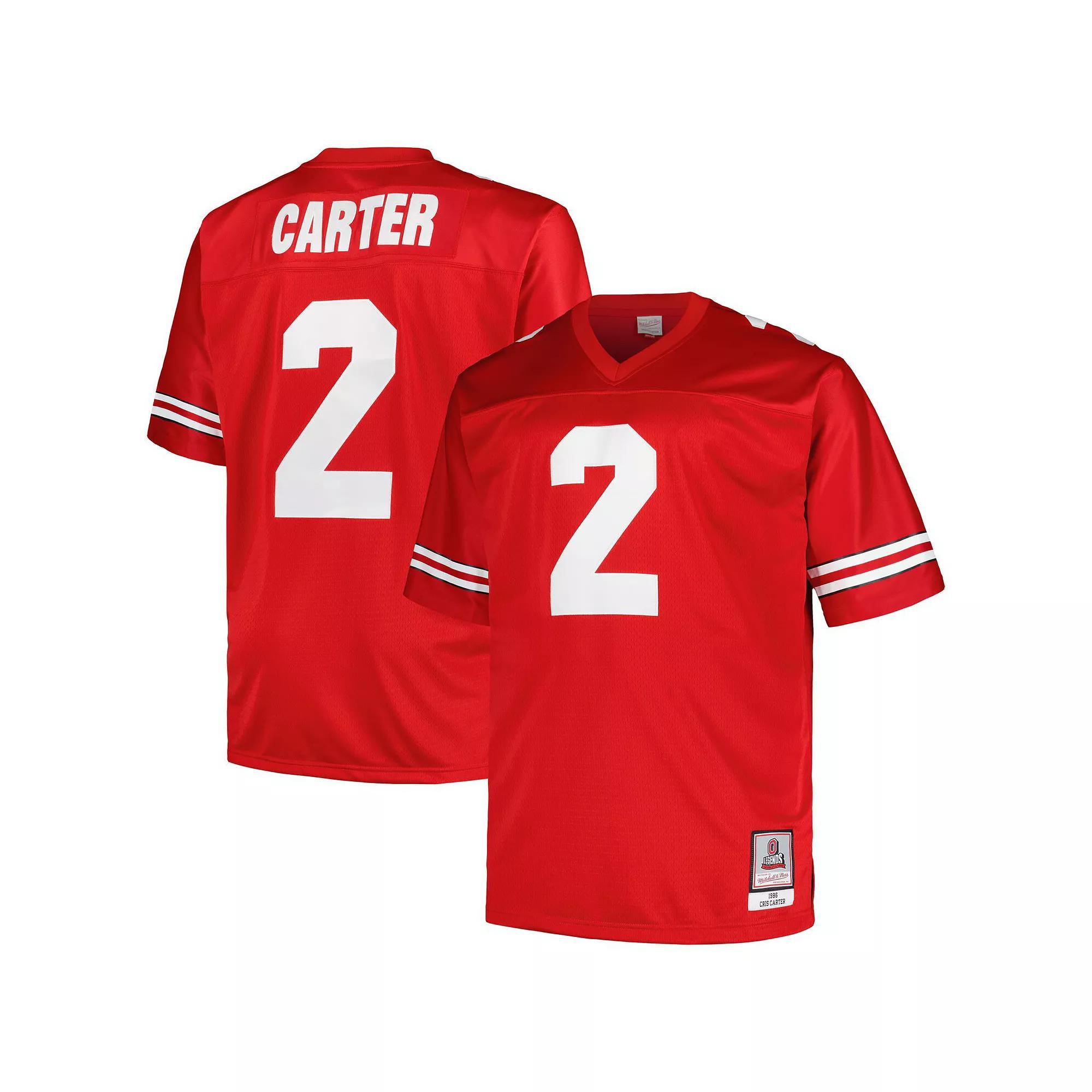 Men's Mitchell & Ness Cris Carter Scarlet Ohio State Buckeyes Big & Tall Legacy Jersey, Size: 5XLT, Red Product Image