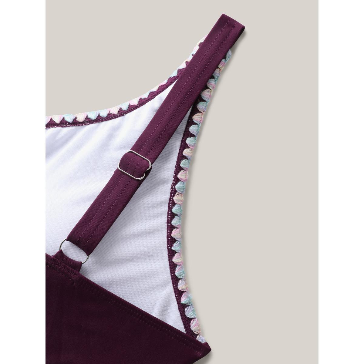 Plus Size Bust Drawstring Keyhole One-Piece Swimsuit Women's Swimwear Plum Beach Tie knot Curve Bathing Suits High stretch One Pieces BloomChic 28/5X Product Image
