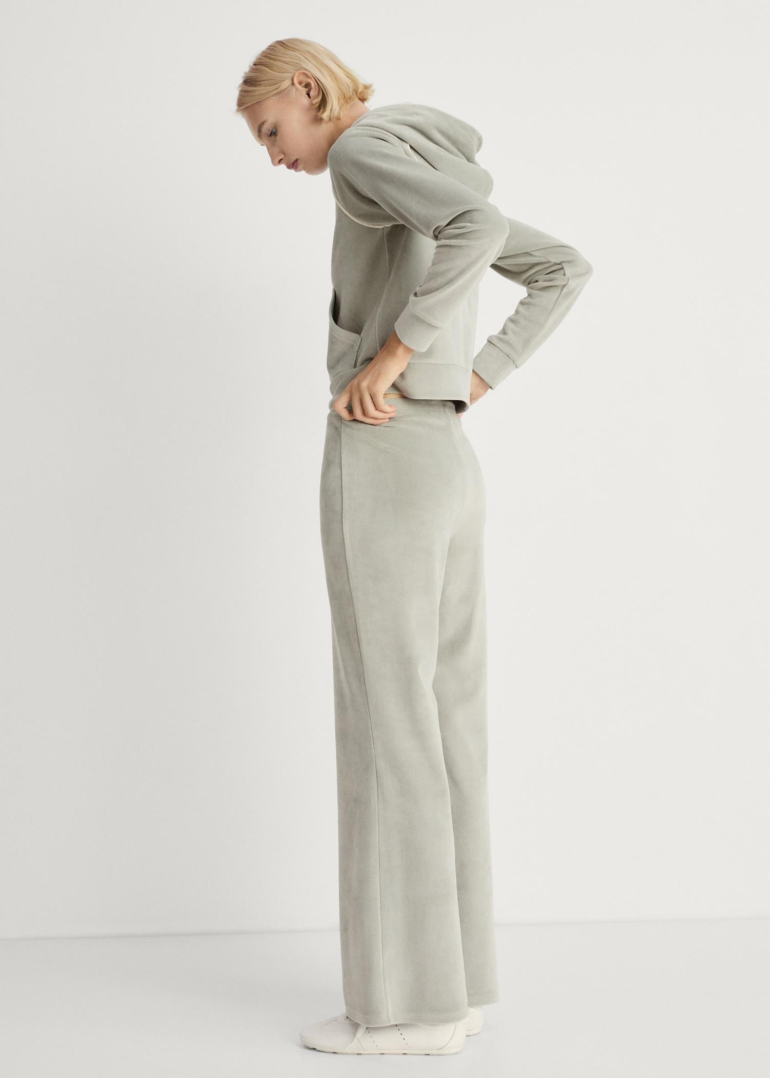 Soft-touch velour pants - Women | MANGO USA Product Image