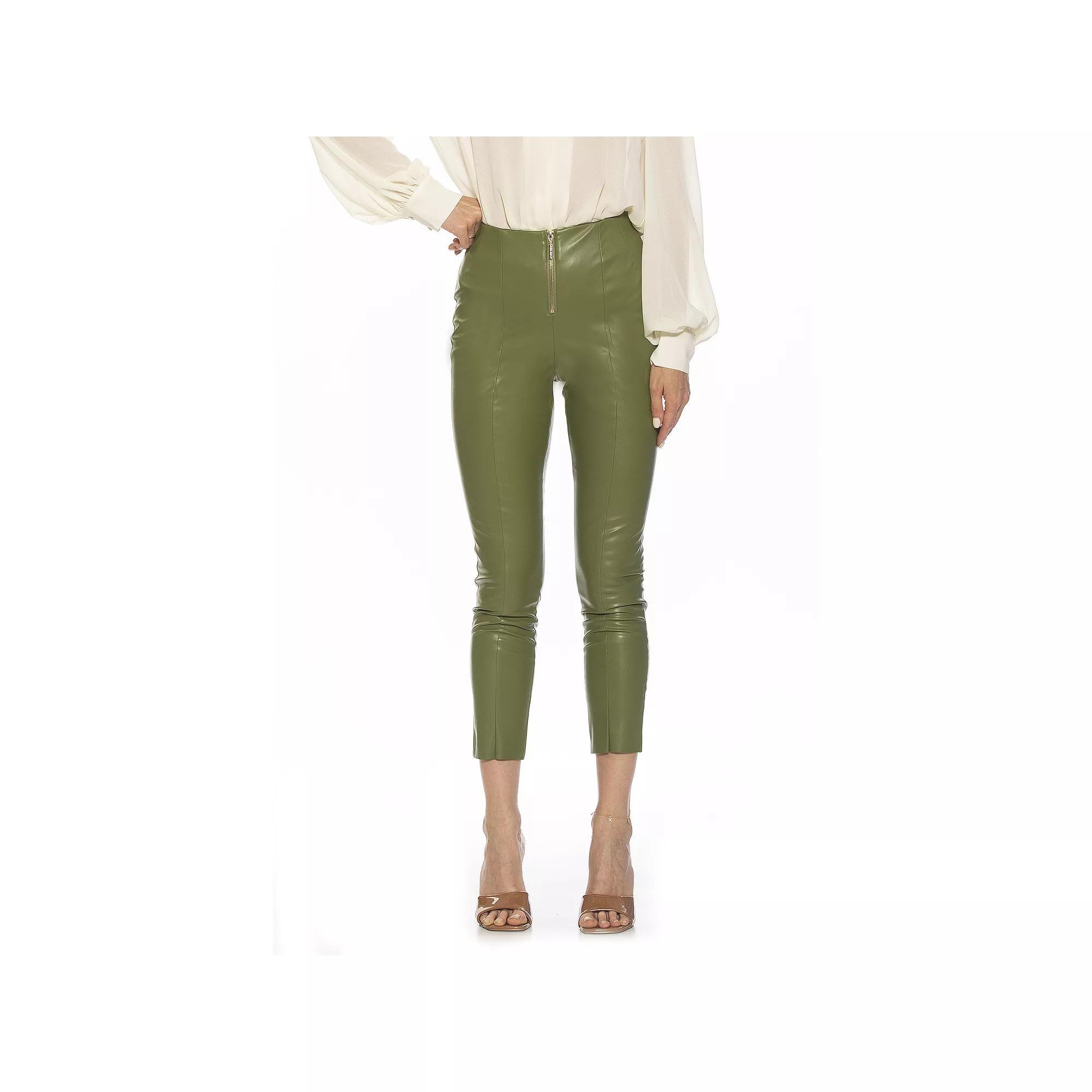 Women's ALEXIA ADMOR Faux-Leather Fitted Skinny Pants, Size: 8, Green Product Image