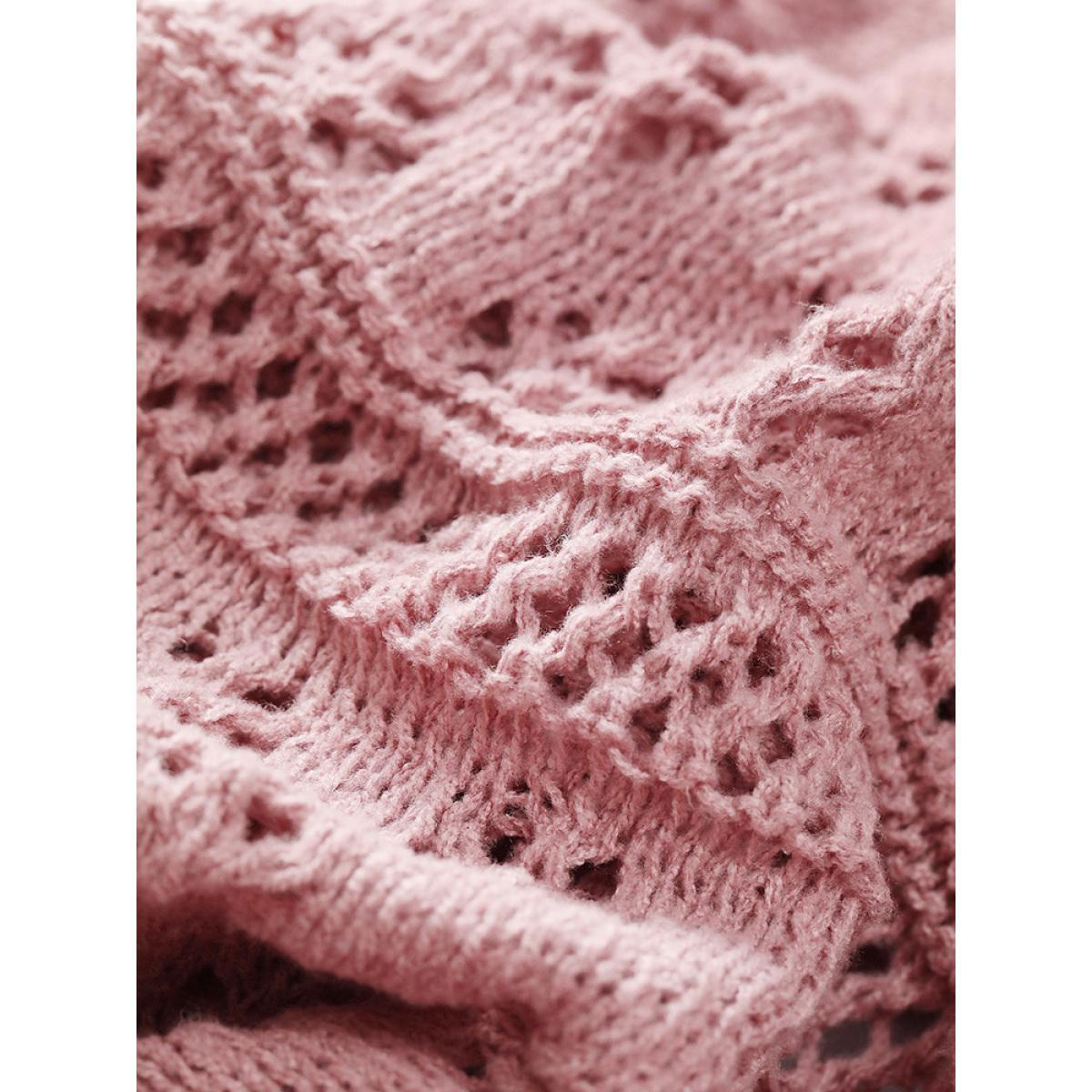 Plus Size Floral Eyelet Lantern Sleeve Button Front Cardigan DustyPink Women Casual Loose Long Sleeve Everyday Cardigans BloomChic 22-24/3X Product Image