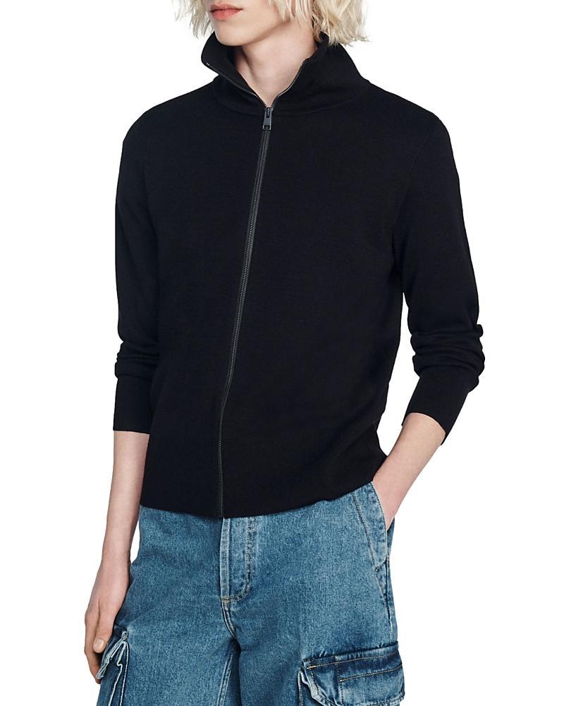 Sandro Zip Front Wool Cardigan Product Image