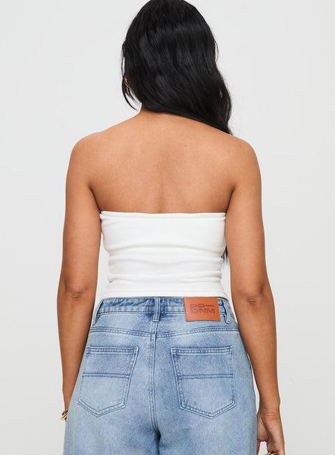 Baseline Strapless Rib Top White Product Image