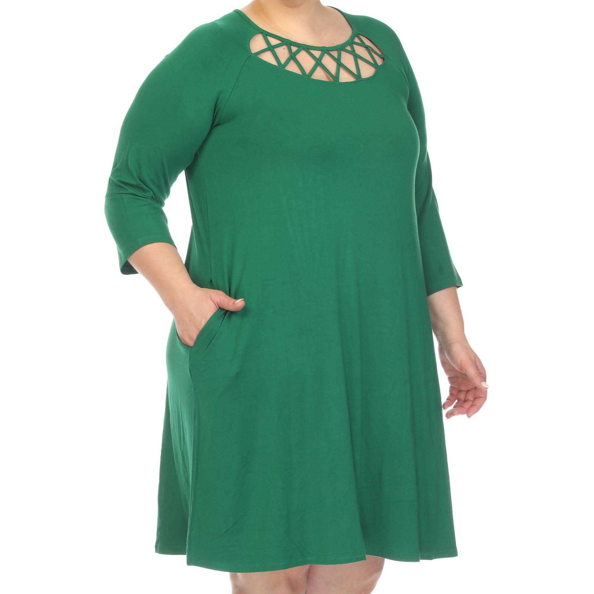 Criss Cross Neckline Swing Midi Dress - Plus Product Image