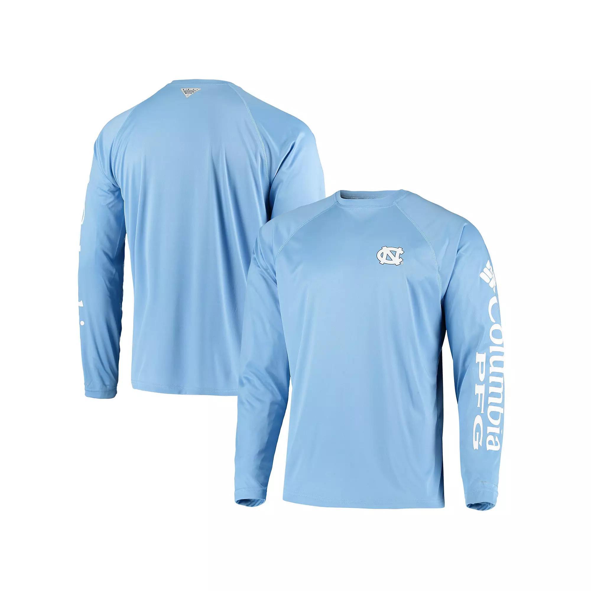 Mens Columbia PFG Carolina Blue North Carolina Tar Heels Terminal Tackle Omni-Shade Long Sleeve T-Shirt Product Image