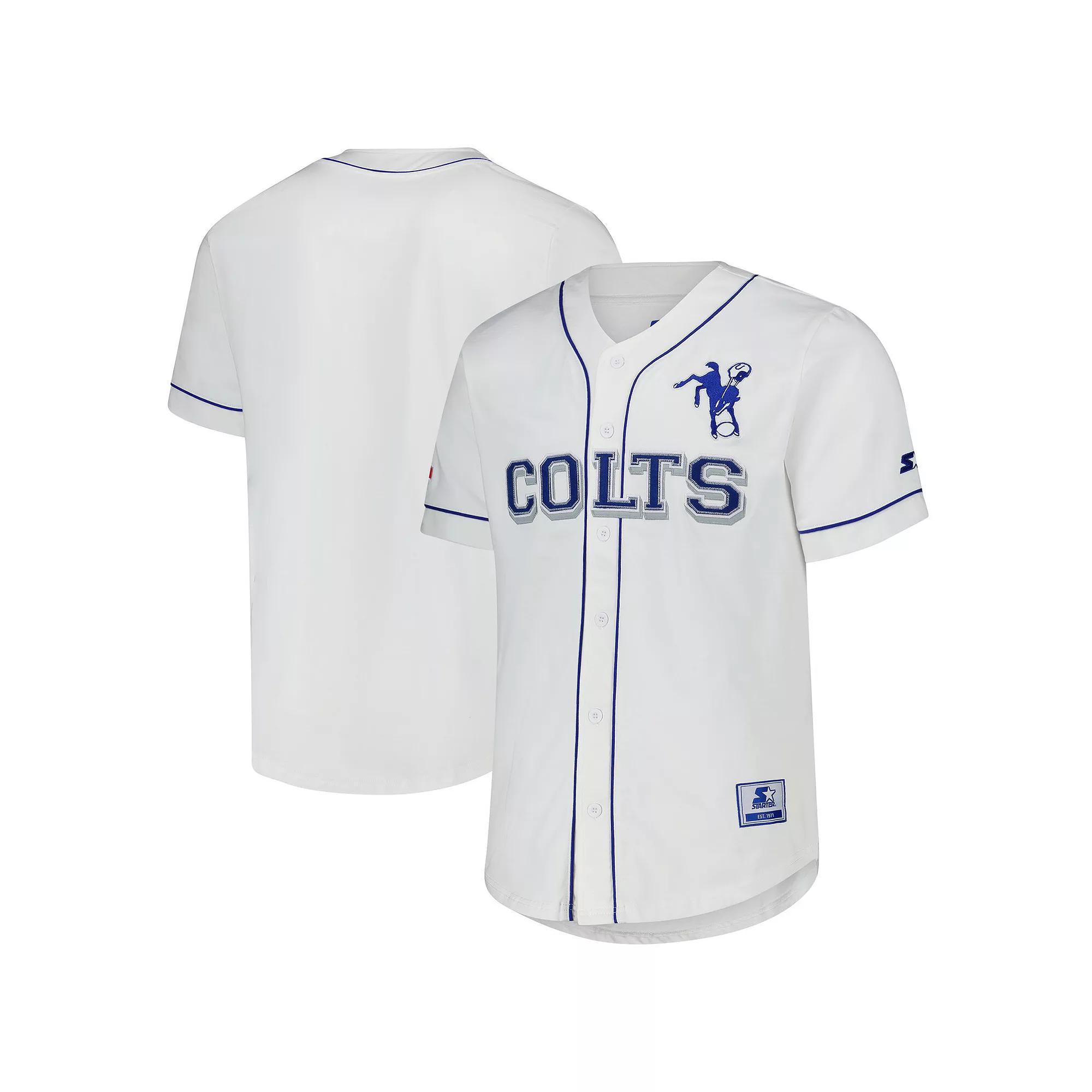 Men's Starter  White Indianapolis Colts Relay Vintage Full-Button Baseball Jersey, Size: XXL Product Image