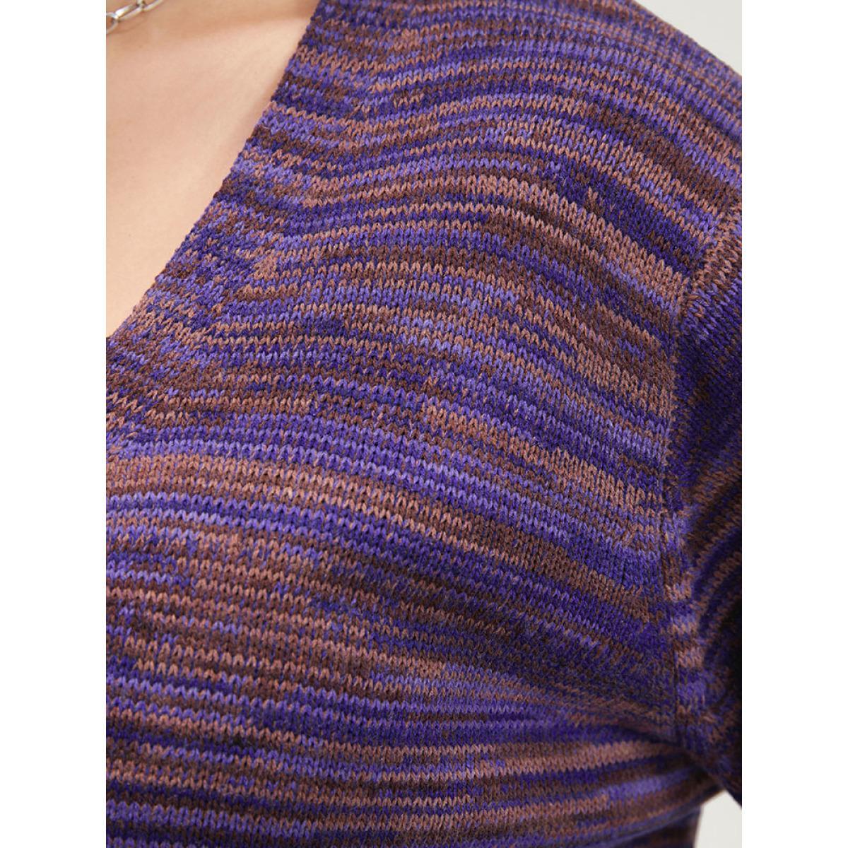 Plus Size Space Dye Pointelle Knit Button Front Heather Cardigan Eggplant Women Casual Loose Long Sleeve Dailywear Cardigans BloomChic 22-24/3X Product Image