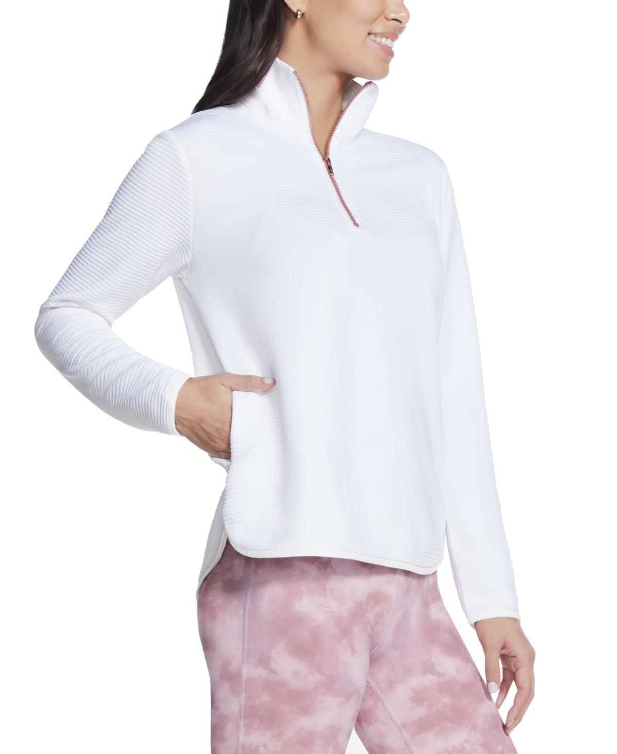 Women's Skechers® Softknit Ottoman Ribbed Pullover, Size: XL, Bright White Product Image